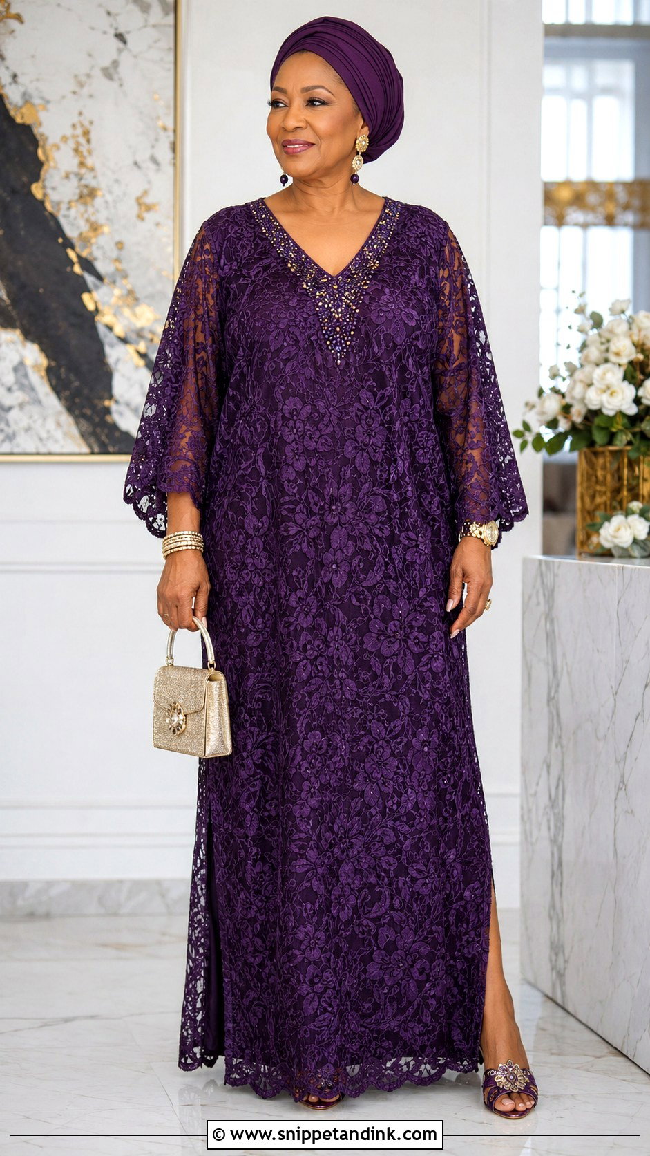 Dry Lace Kaftan Gown - Snippet and Ink - 20 Dry Lace Gown Styles