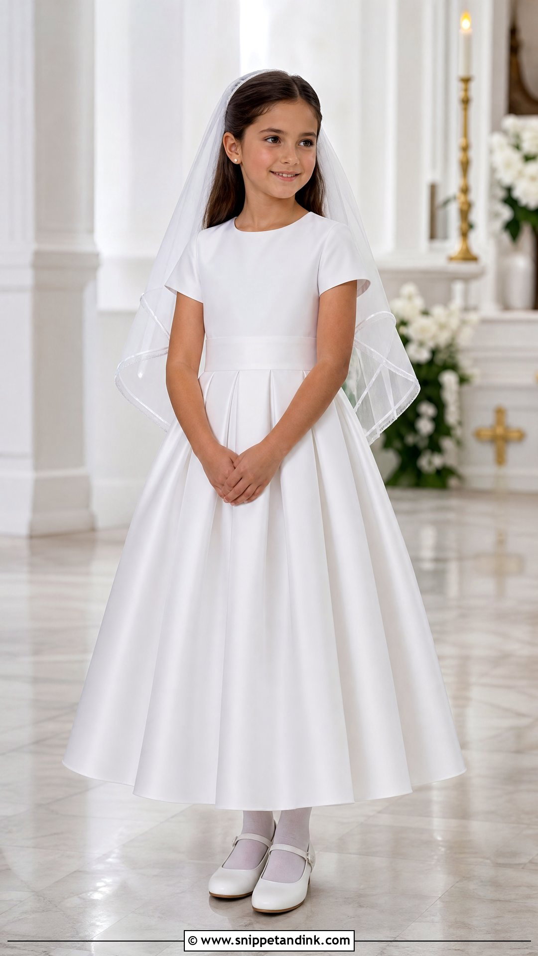 Duchess Satin First Communion Dress - Snippet and Ink - 20 Designer First Communion Dresses