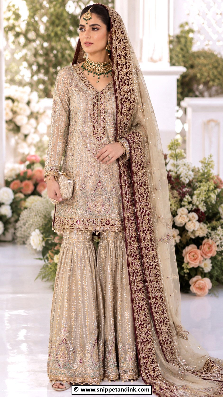 Dupatta Draped Gharara Dress - Snippet and Ink - 25 Grara Dress Pakistani Wedding Ideas