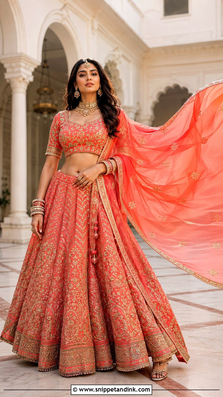 Dupatta Flow Lengha Pose - Snippet and Ink - 20 Lengha Pose Ideas