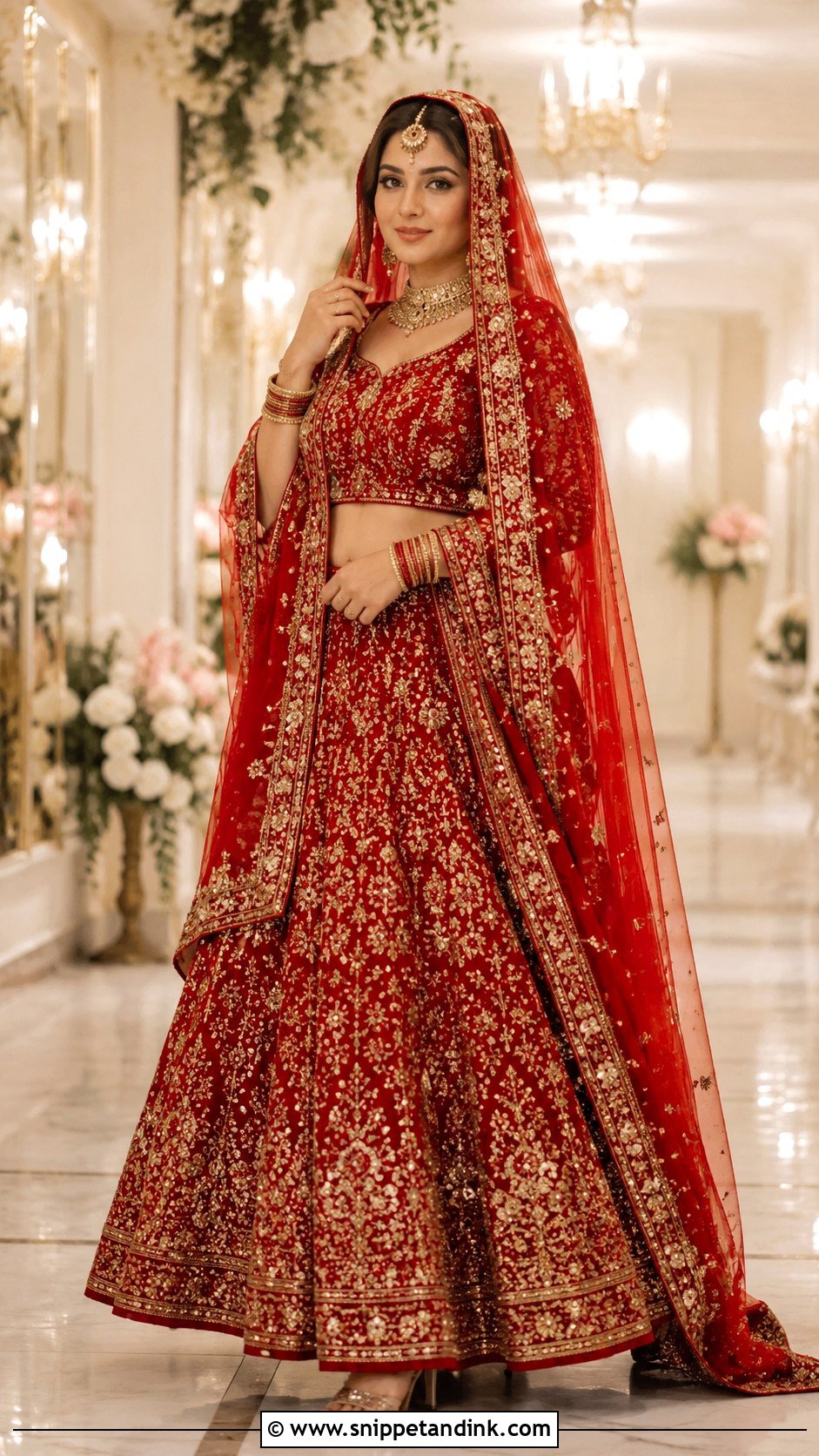 Dupatta Over Head Lengha Pose - Snippet and Ink - 20 Lengha Pose Ideas
