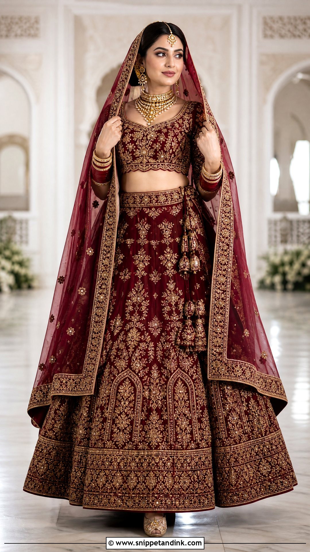 Dupatta Over Head Lengha Pose - Snippet and Ink - 25 Aesthetic Lengha Poses Ideas