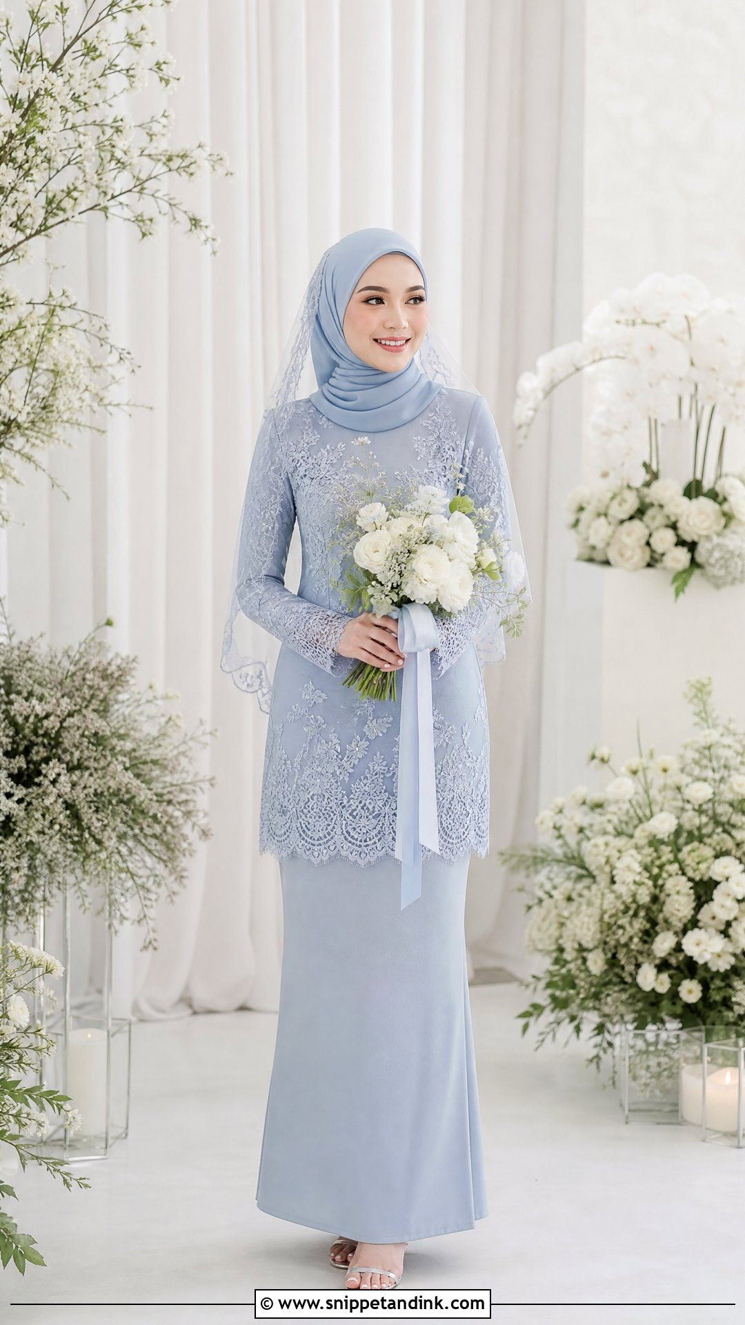 Dusty Blue Baju Nikah Dress - Snippet and Ink - 25 Melayu Wedding Dress Ideas