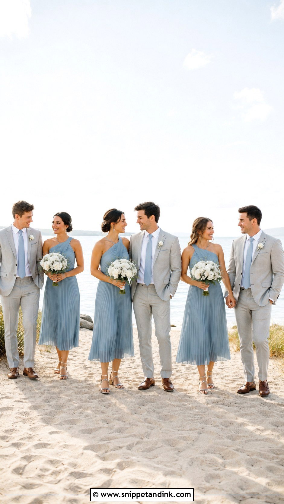 Dusty Blue Beach Wedding Party Attire - Snippet and Ink - 20 Beach Wedding Party Attire Ideas
