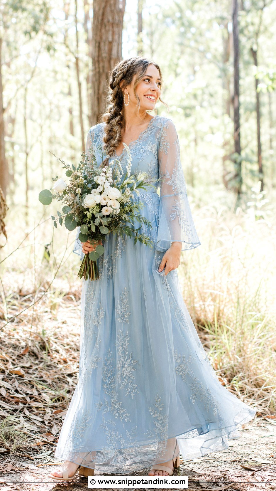 Dusty Blue Boho Wedding Dress - Snippet and Ink - 20 Dusty Blue Wedding Dress Ideas