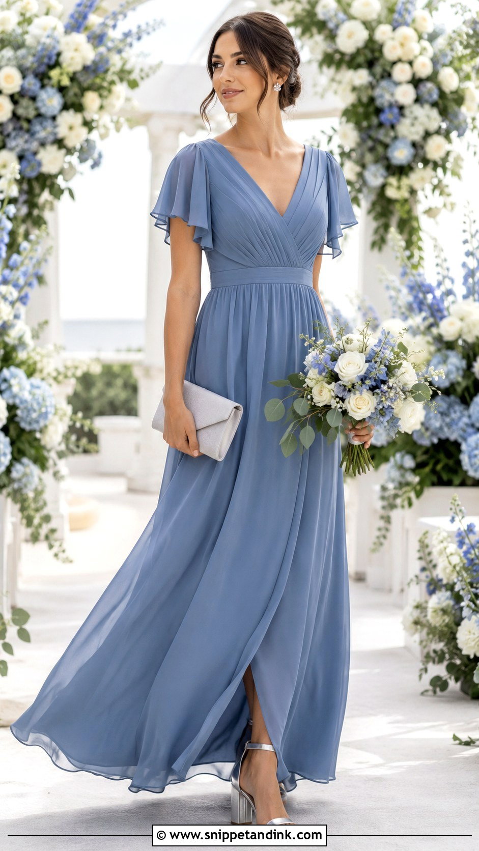 Dusty Blue Bridal Party Dress - Snippet and Ink - 20 Bridal Party Outfit Ideas