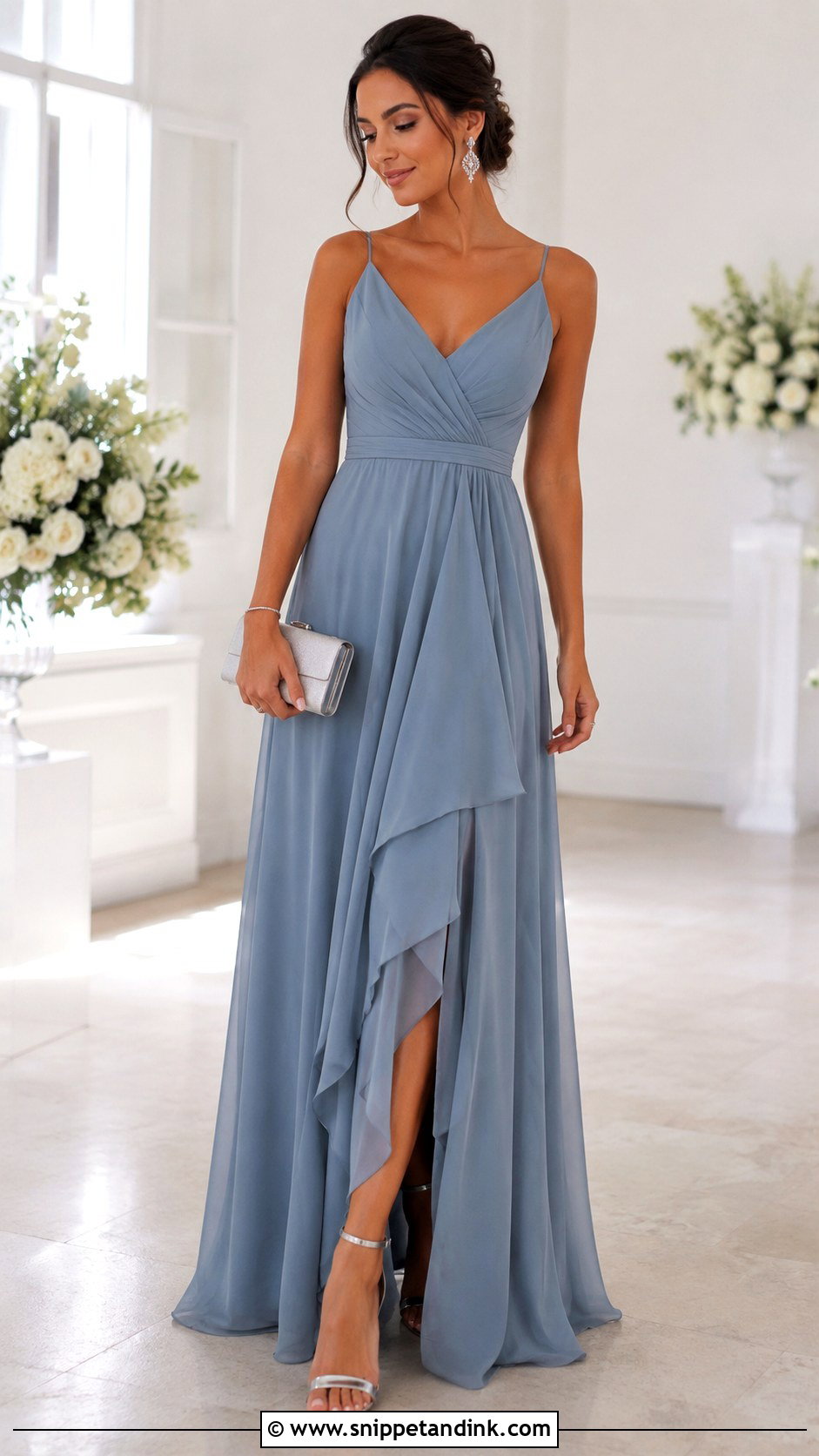 Dusty Blue Bridesmaid Dress Outfit - Snippet and Ink - 30 Brides Maids Outfit Ideas