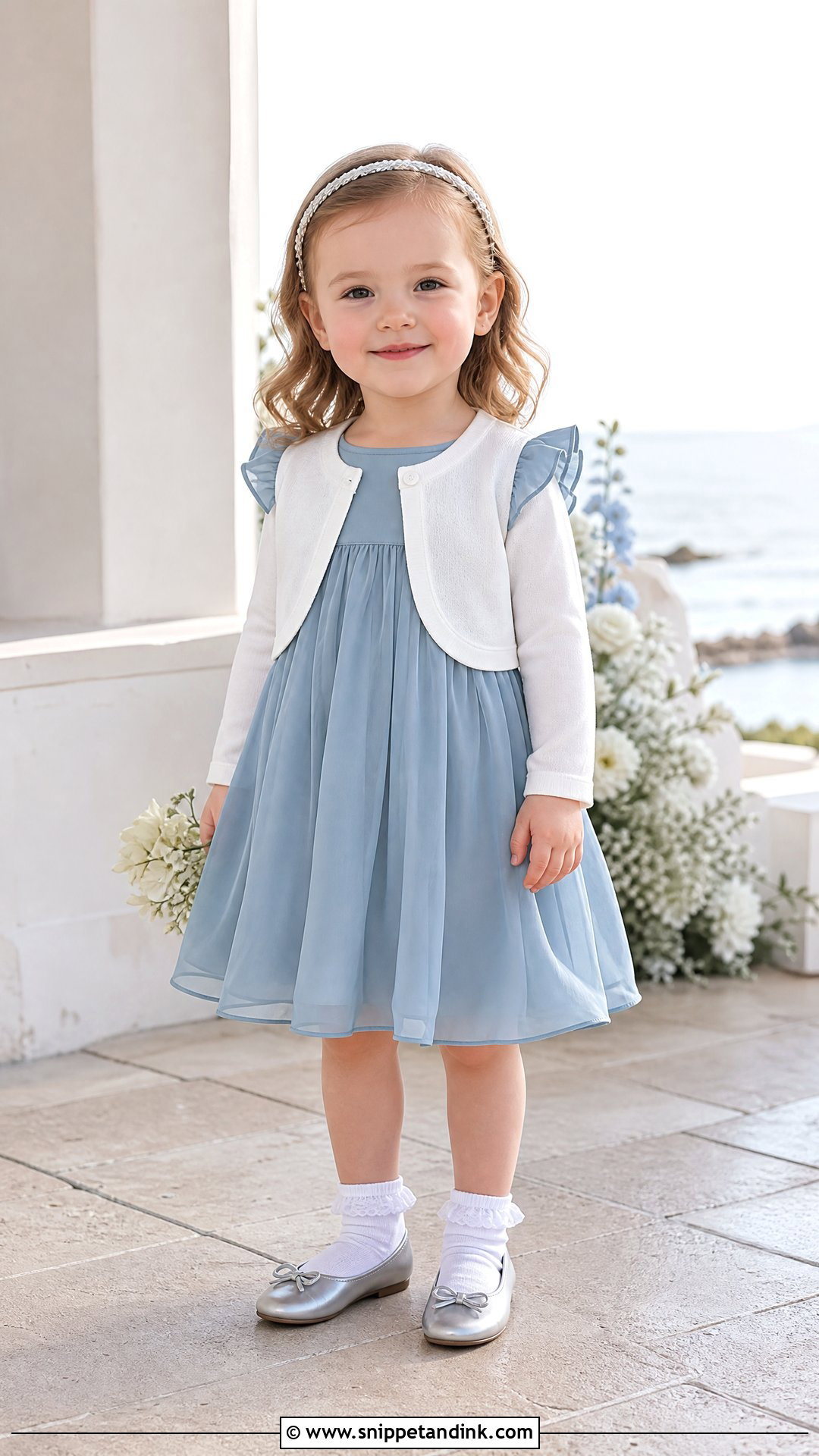 Dusty Blue Chiffon Toddler Girl Wedding Outfit - Snippet and Ink - 20 Toddler Girl Wedding Outfit Ideas