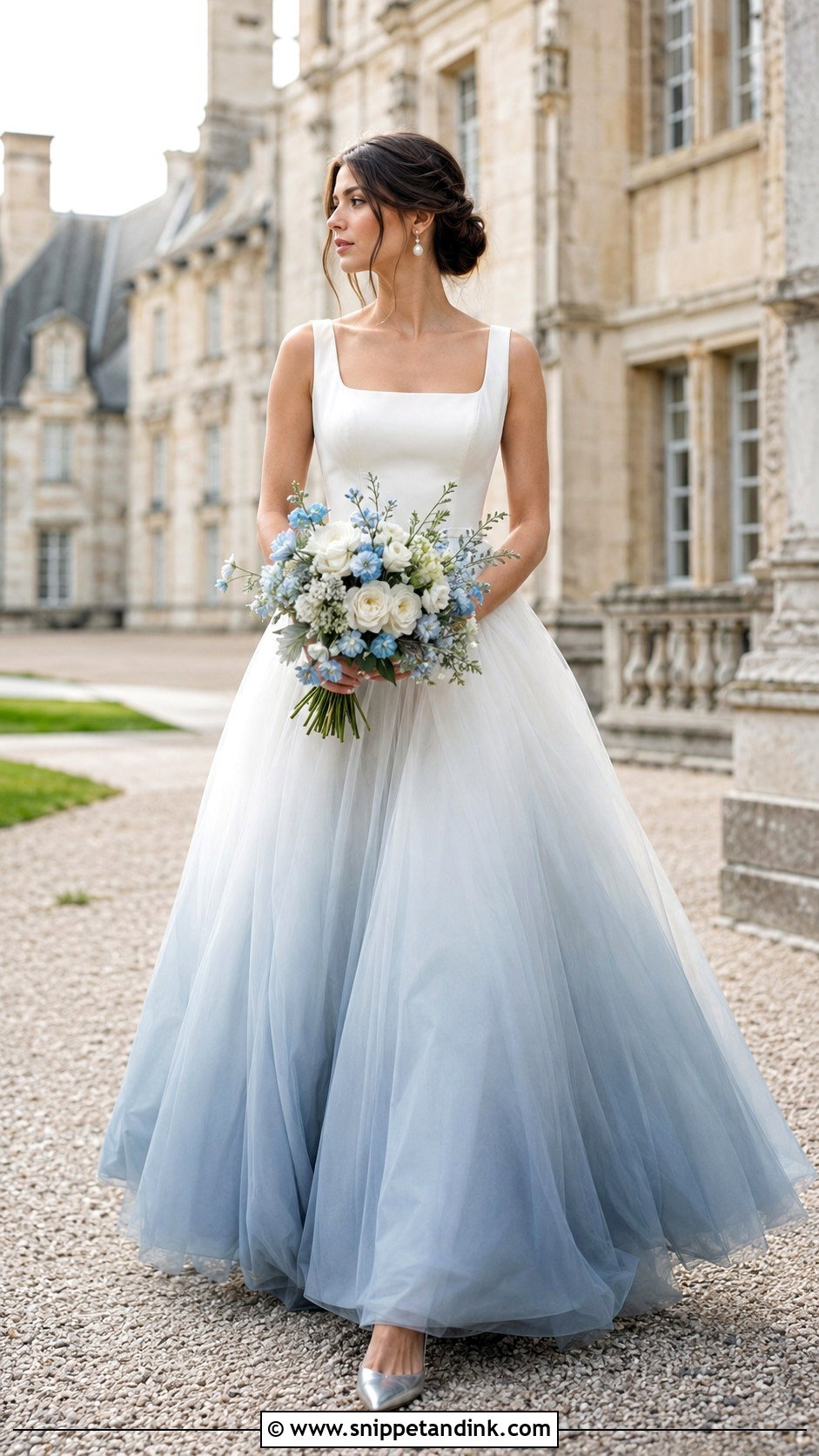 Dusty Blue Dip Dye Wedding Dress - Snippet and Ink - 20 Dip Dye Wedding Dress Ideas