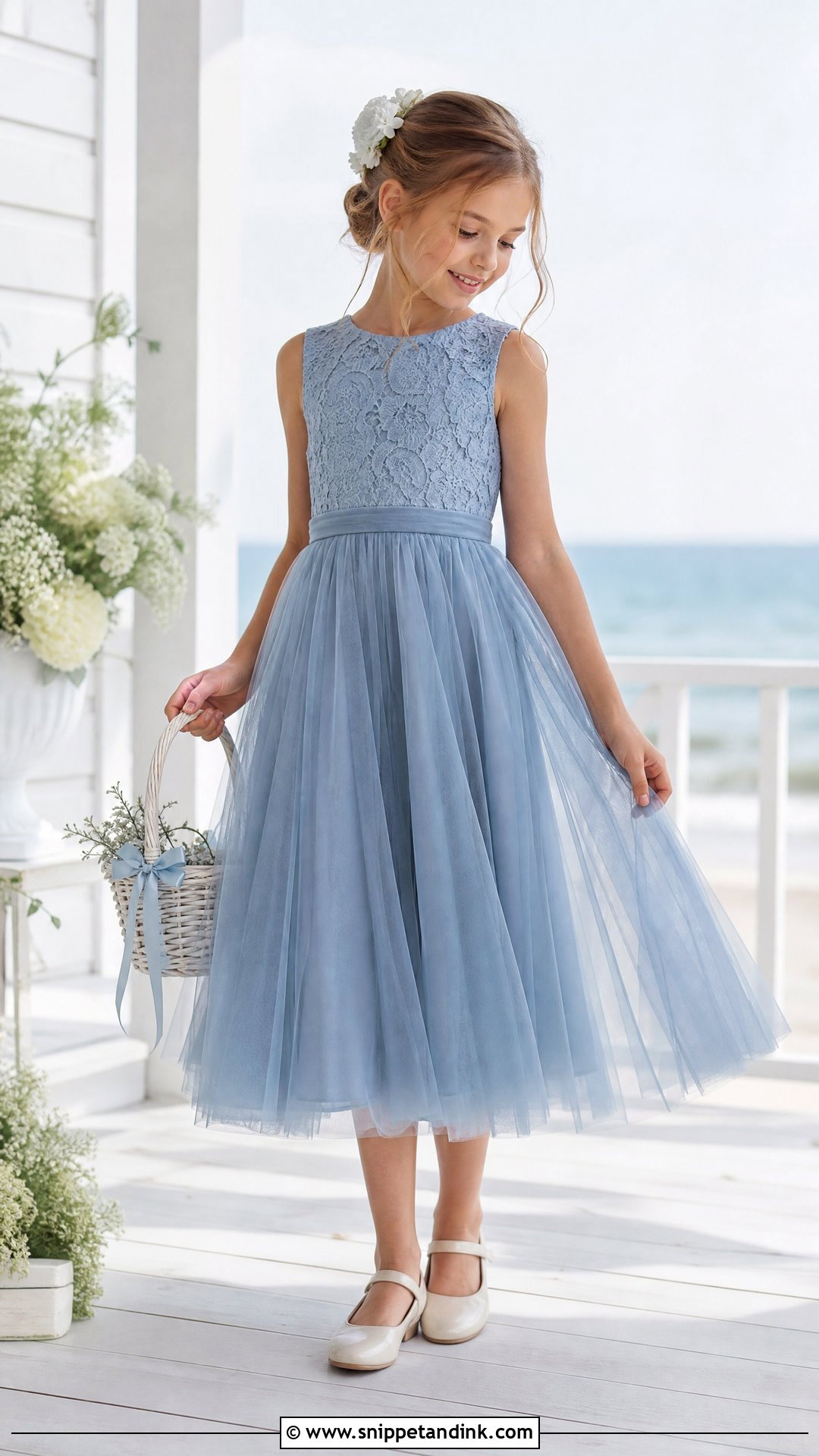 Dusty Blue Flower Girl Dress - Snippet and Ink - 25 Flowergirls Wedding Dresses
