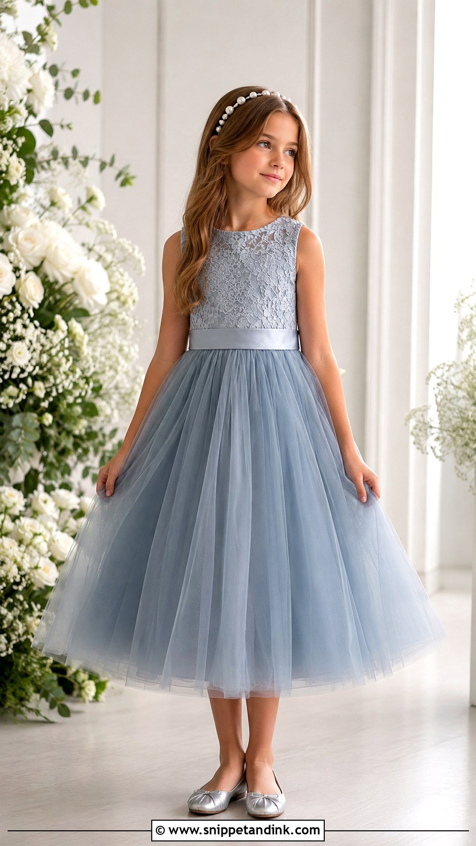 Dusty Blue Girls Wedding Dress - Snippet and Ink - 25 Girls Wedding Dresses