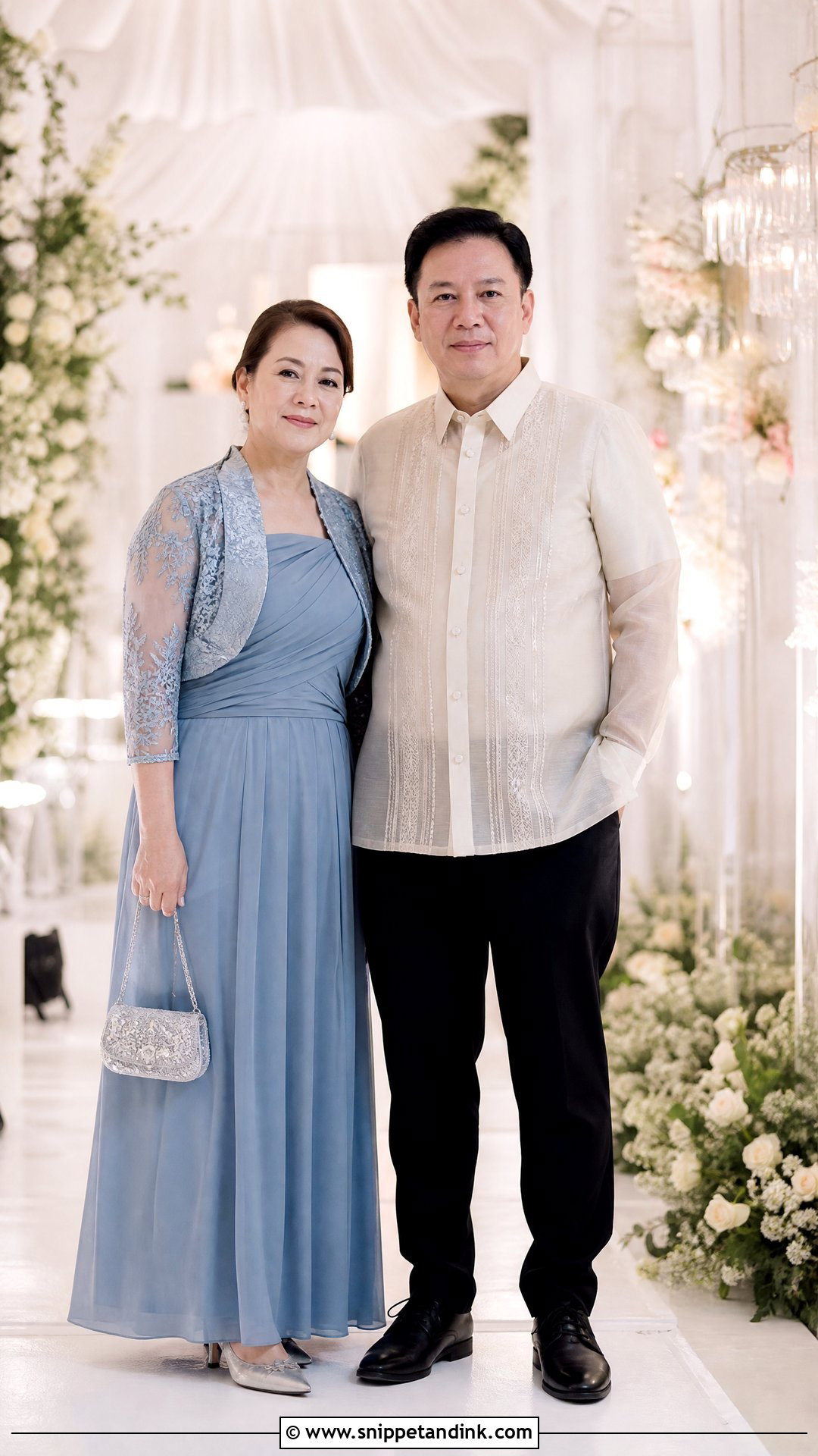Dusty Blue Gown and Cream Barong - Snippet and Ink - 20 Principal Sponsors Wedding Attire Ideas