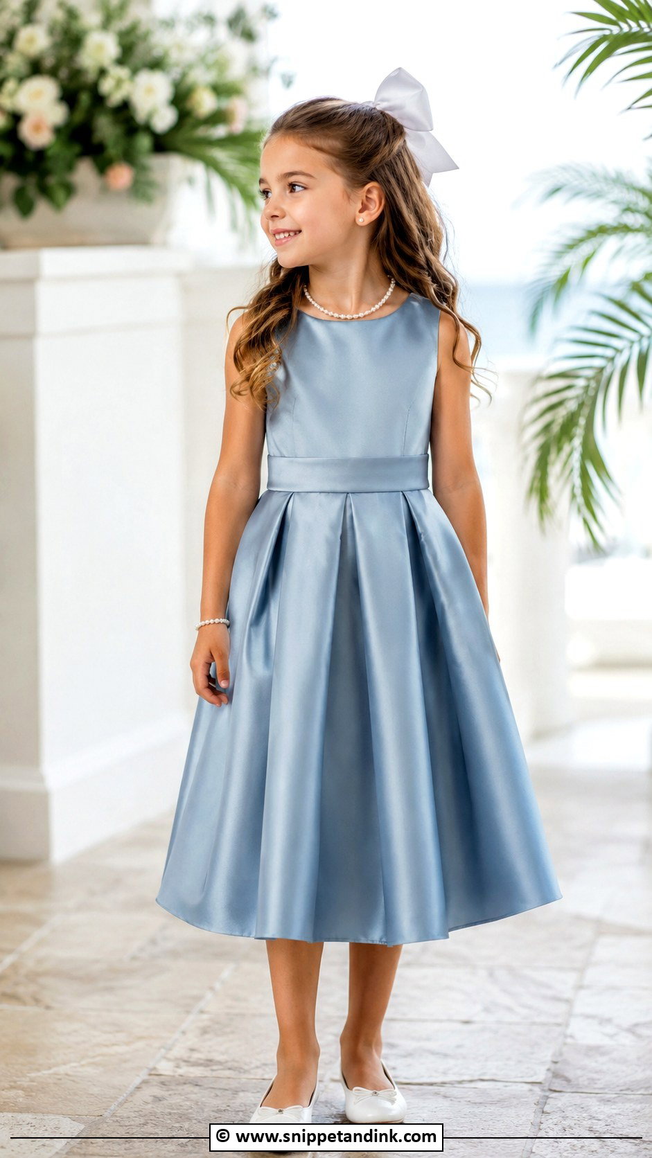 Dusty Blue Kids Wedding Dress With White Flats - Snippet and Ink - 25 Wedding Dress for Kids Ideas