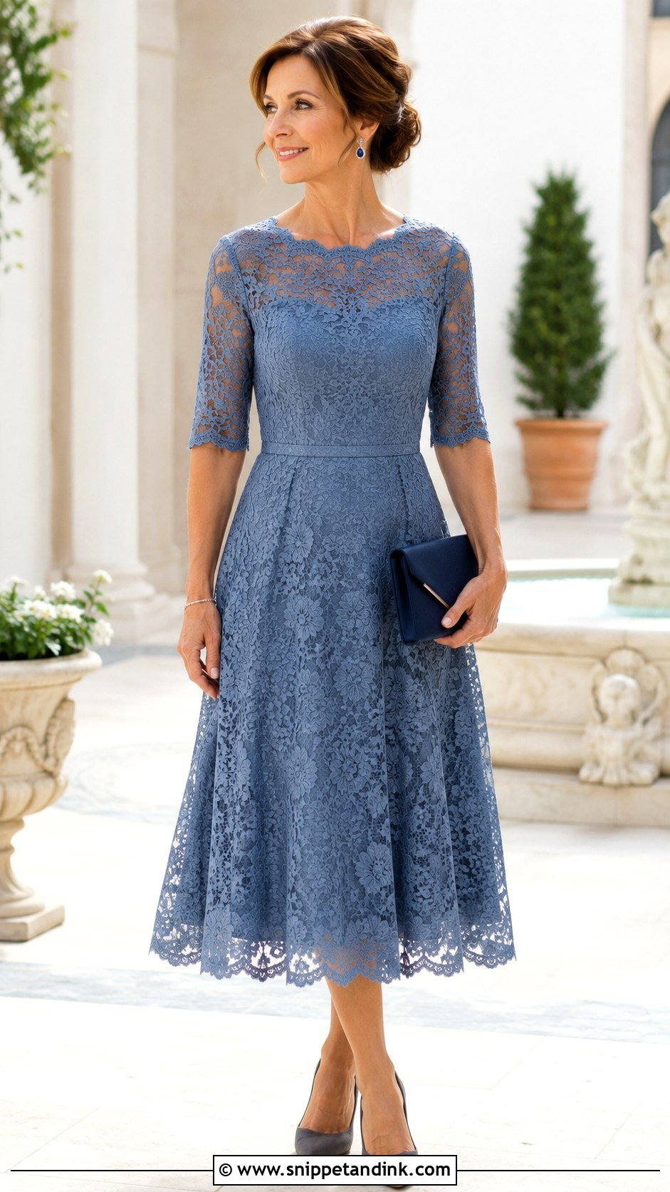 Dusty Blue Lace Bridal Mom Dress - Snippet and Ink - 20 Bridal Mom Dress Ideas