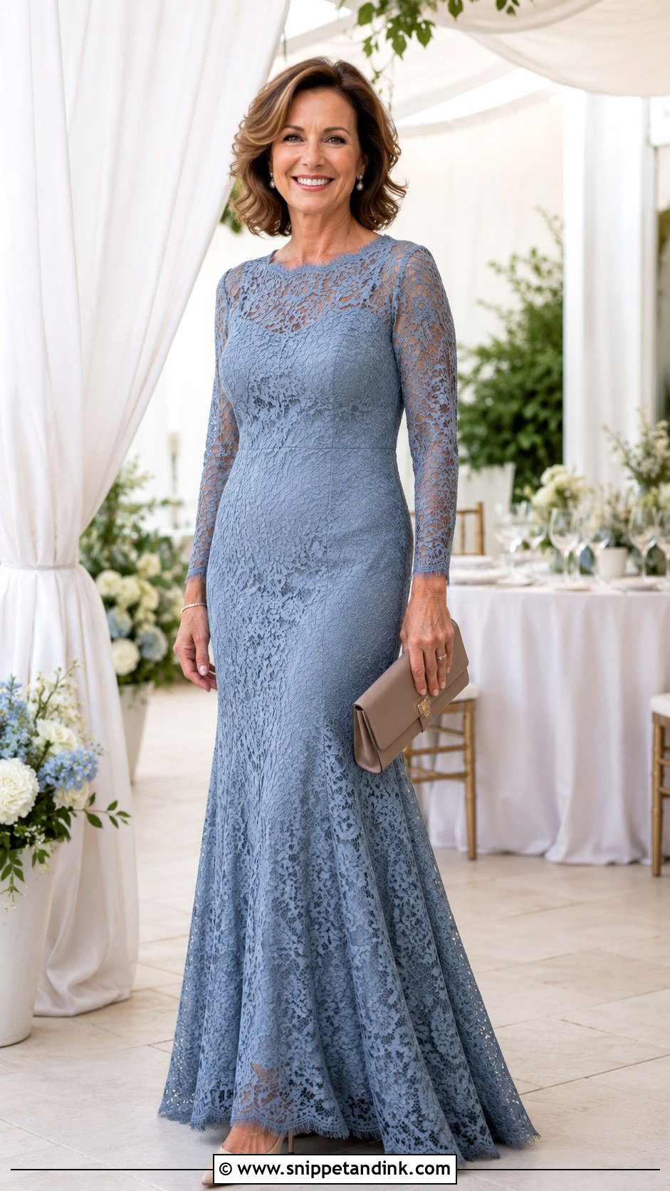 Dusty Blue Lace Gown - Snippet and Ink - 20 Blue Gown Ideas