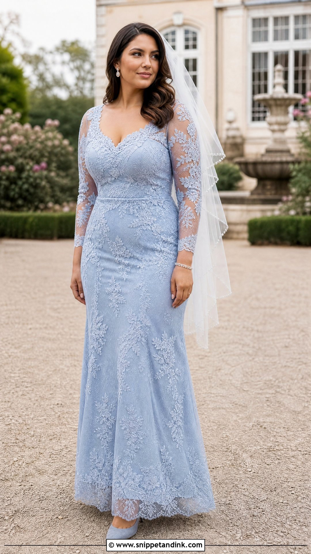 Dusty Blue Lace Wedding Dress - Snippet and Ink - 20 Blue Bride Ideas