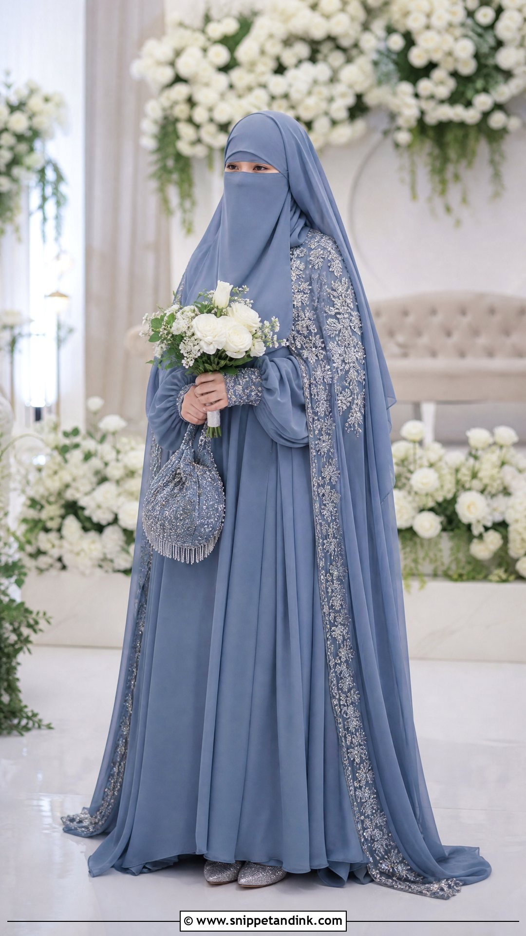 Dusty Blue Niqab Wedding Dress - Snippet and Ink - 25 Niqab Wedding Dress Ideas