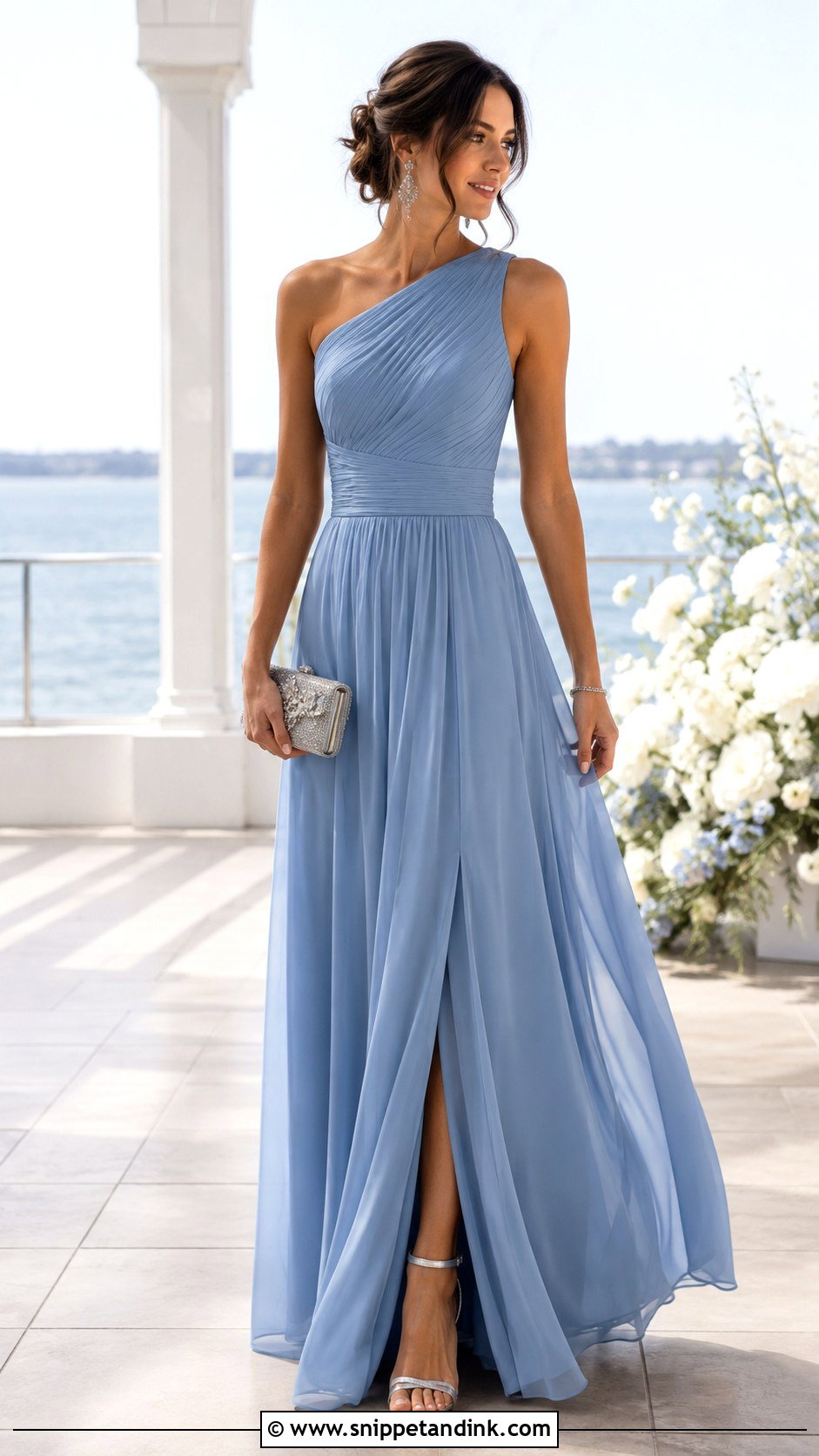 Dusty Blue One Shoulder Sister of the Bride Dress - Snippet and Ink - 20 Dresses Sister of the Bride