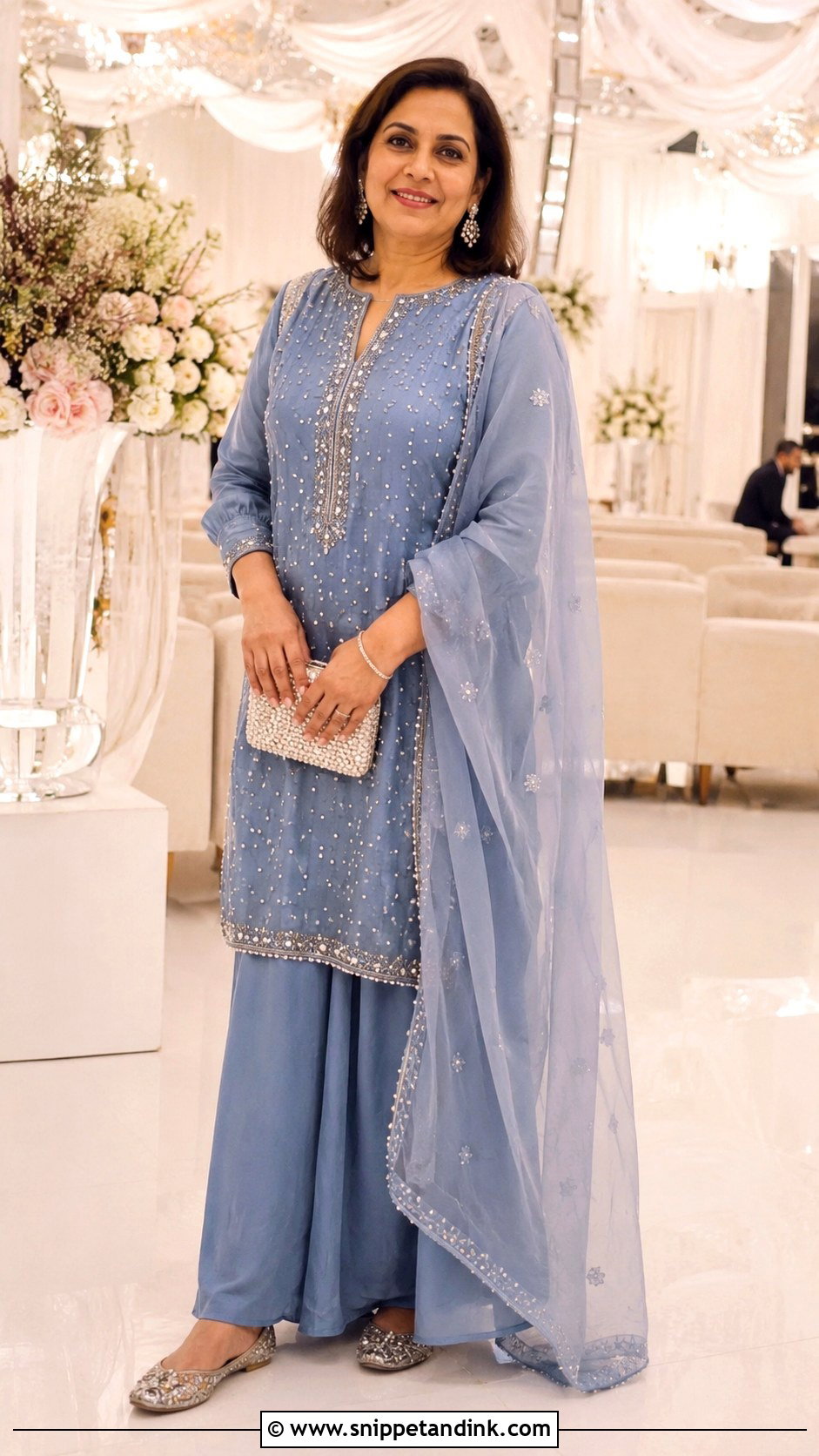 Dusty Blue Palazzo Suit Sangeet Outfit - Snippet and Ink - 20 Blue Sangeet Outfit Ideas