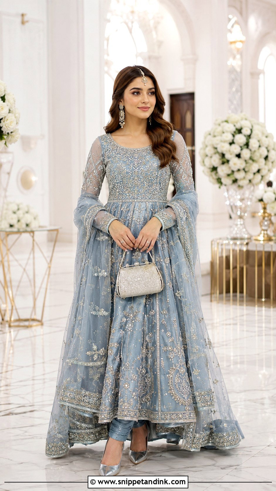 Dusty Blue Peshwas Mangni Dress - Snippet and Ink - 20 Mangni Dress Pakistani Bridal Ideas