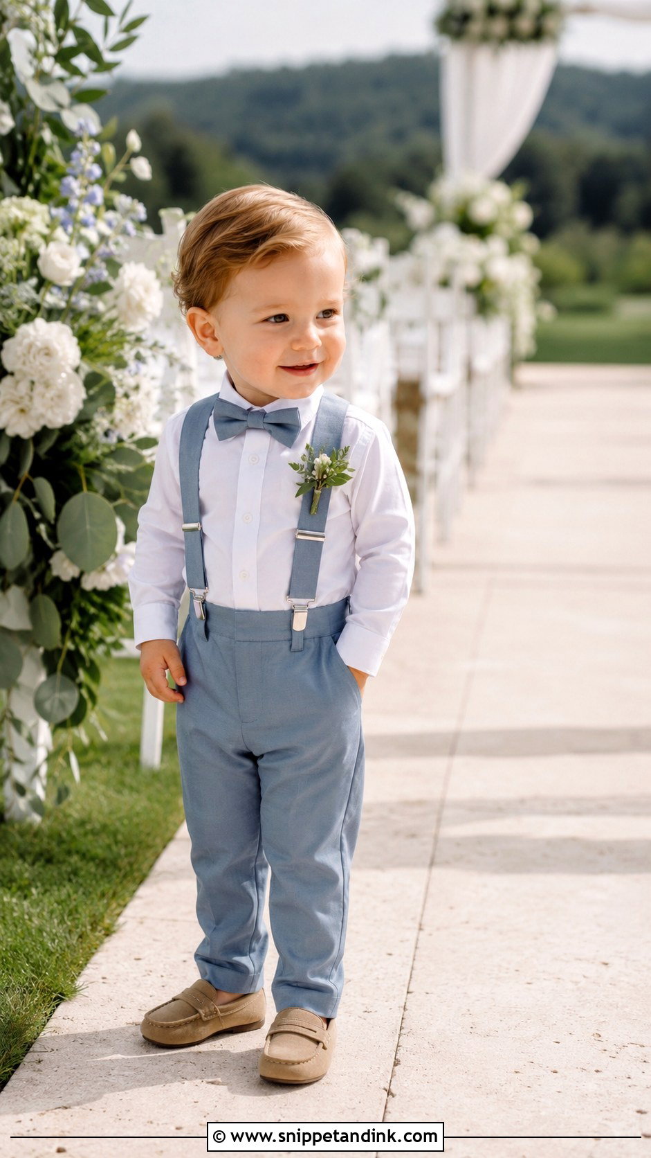 Dusty Blue Ring Bearer Suspenders Outfit - Snippet and Ink - 20 Blue Ring Bearer Outfit Ideas