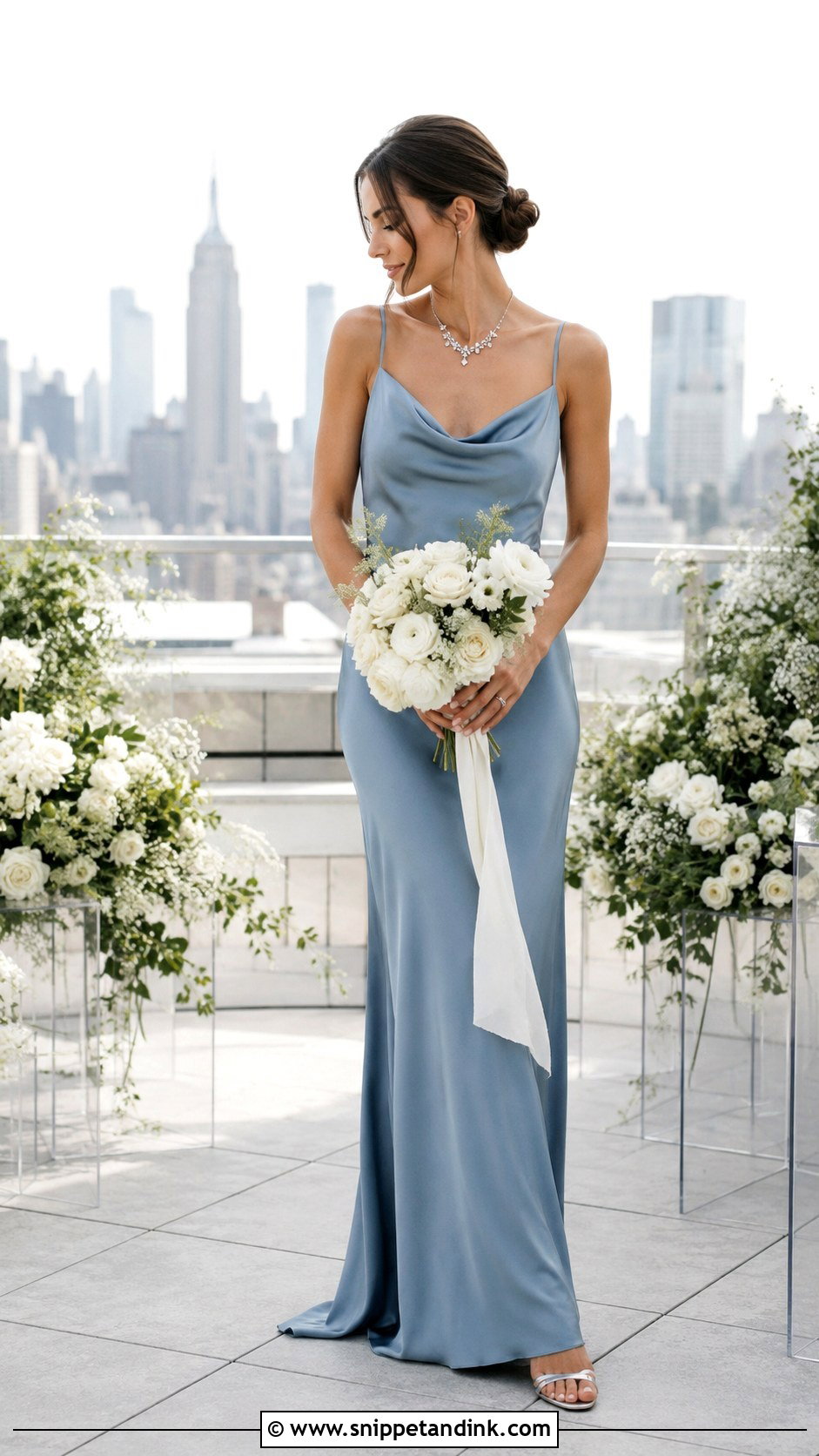 Dusty Blue Satin Slip Wedding Dress - Snippet and Ink - 20 Dusty Blue Wedding Dress Ideas