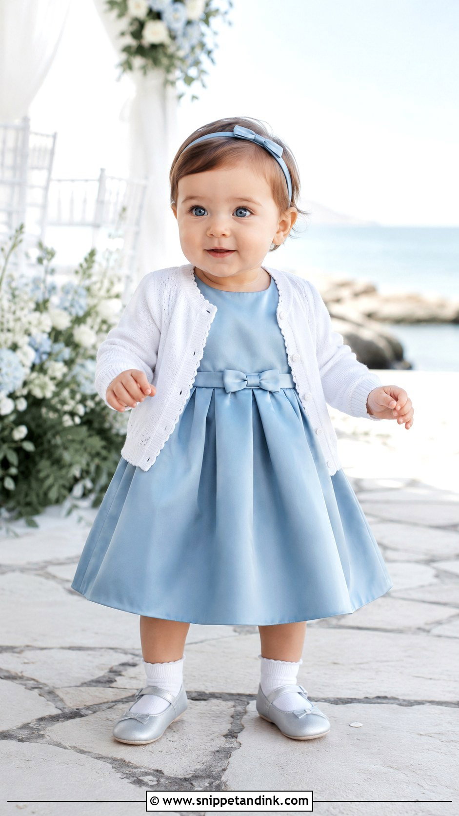 Dusty Blue Satin Wedding Baby Dress - Snippet and Ink - 20 Baby Dresses for Wedding