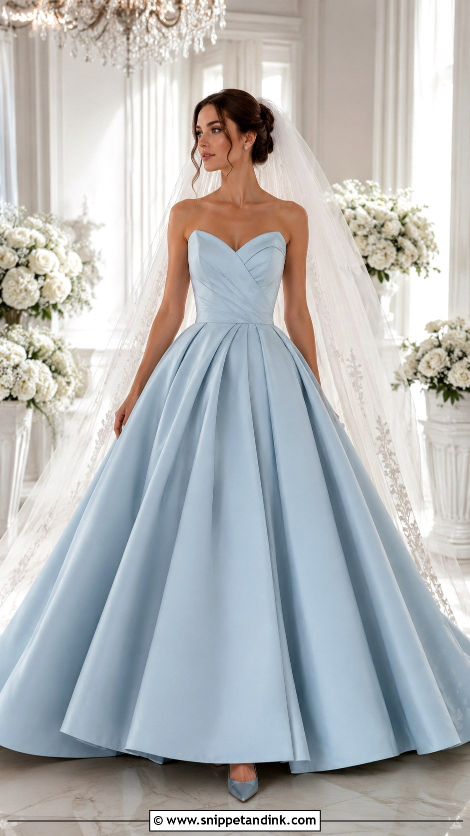 Dusty Blue Satin Wedding Dress - Snippet and Ink - 25 Blue Wedding Dresses