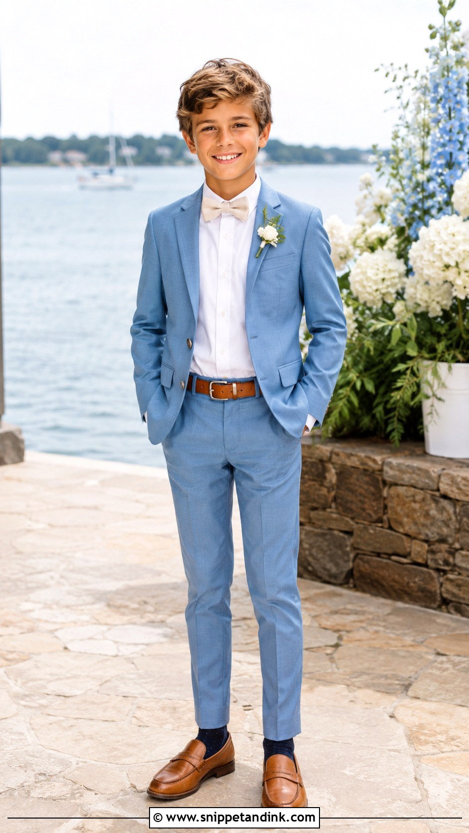 Dusty Blue Suit Boys Wedding Outfit - Snippet and Ink - 20 Boys Wedding Outfits