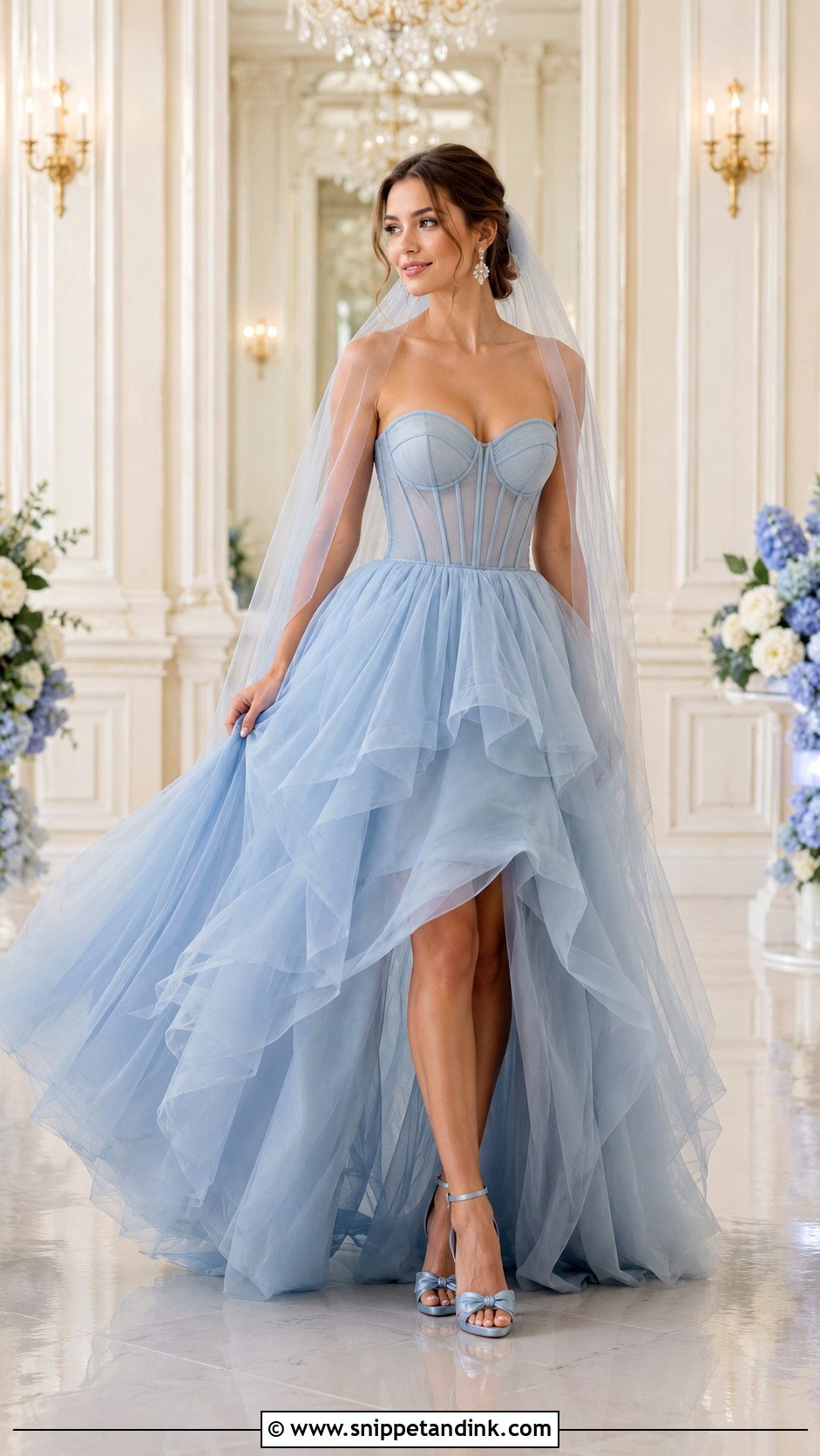 Dusty Blue Sweetheart Neckline Wedding Dress - Snippet and Ink - 20 Dusty Blue Wedding Dress Ideas