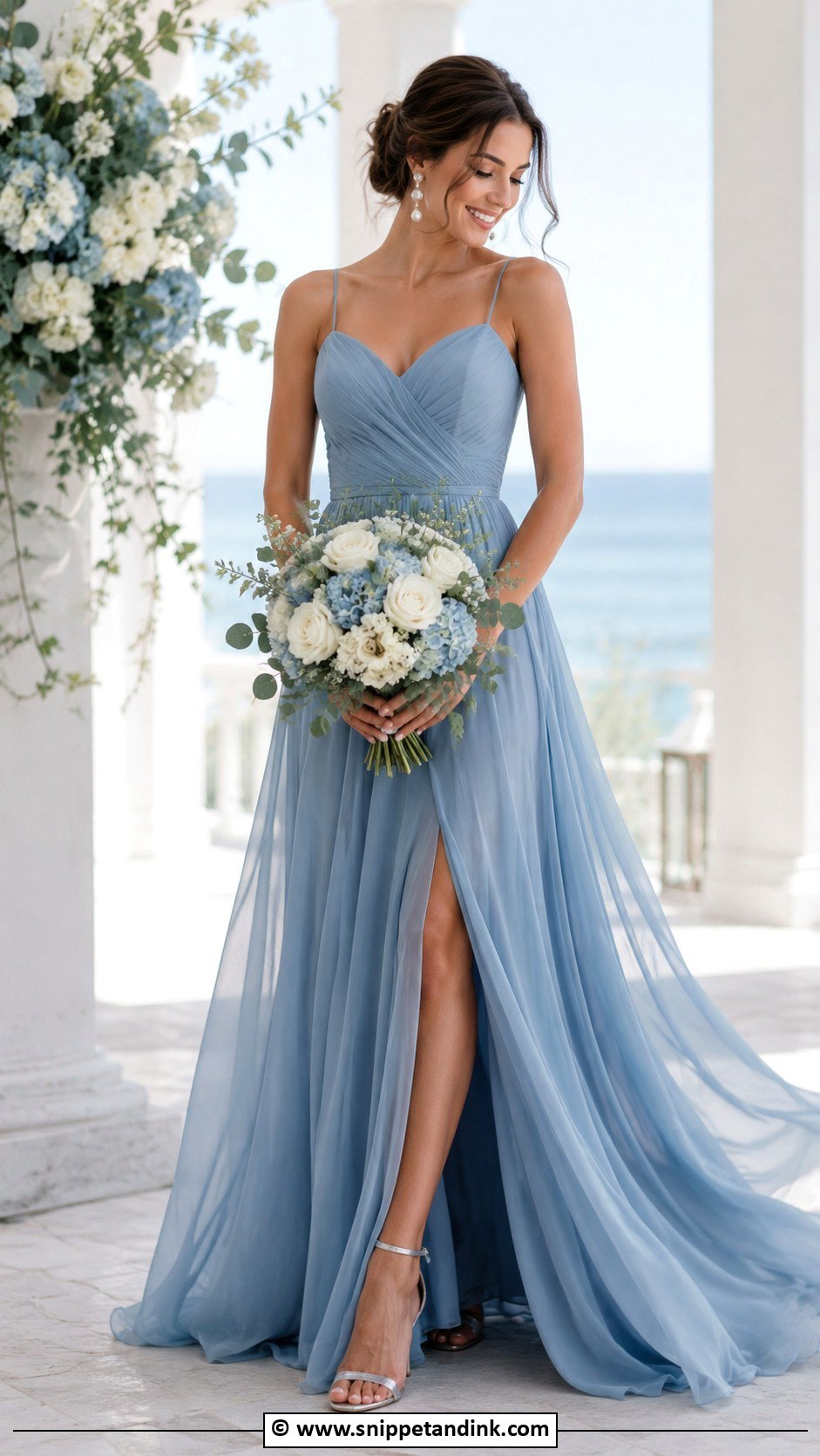 Dusty Blue Wedding Dress - Snippet and Ink - 25 Colourful Wedding Dress Ideas