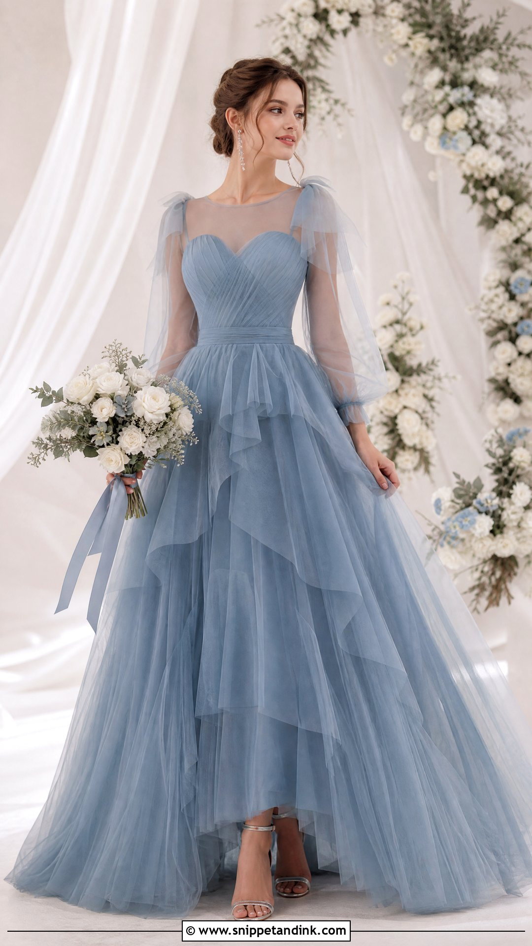 Dusty Blue Wedding Dress - Snippet and Ink - 25 Colored Wedding Dress Ideas