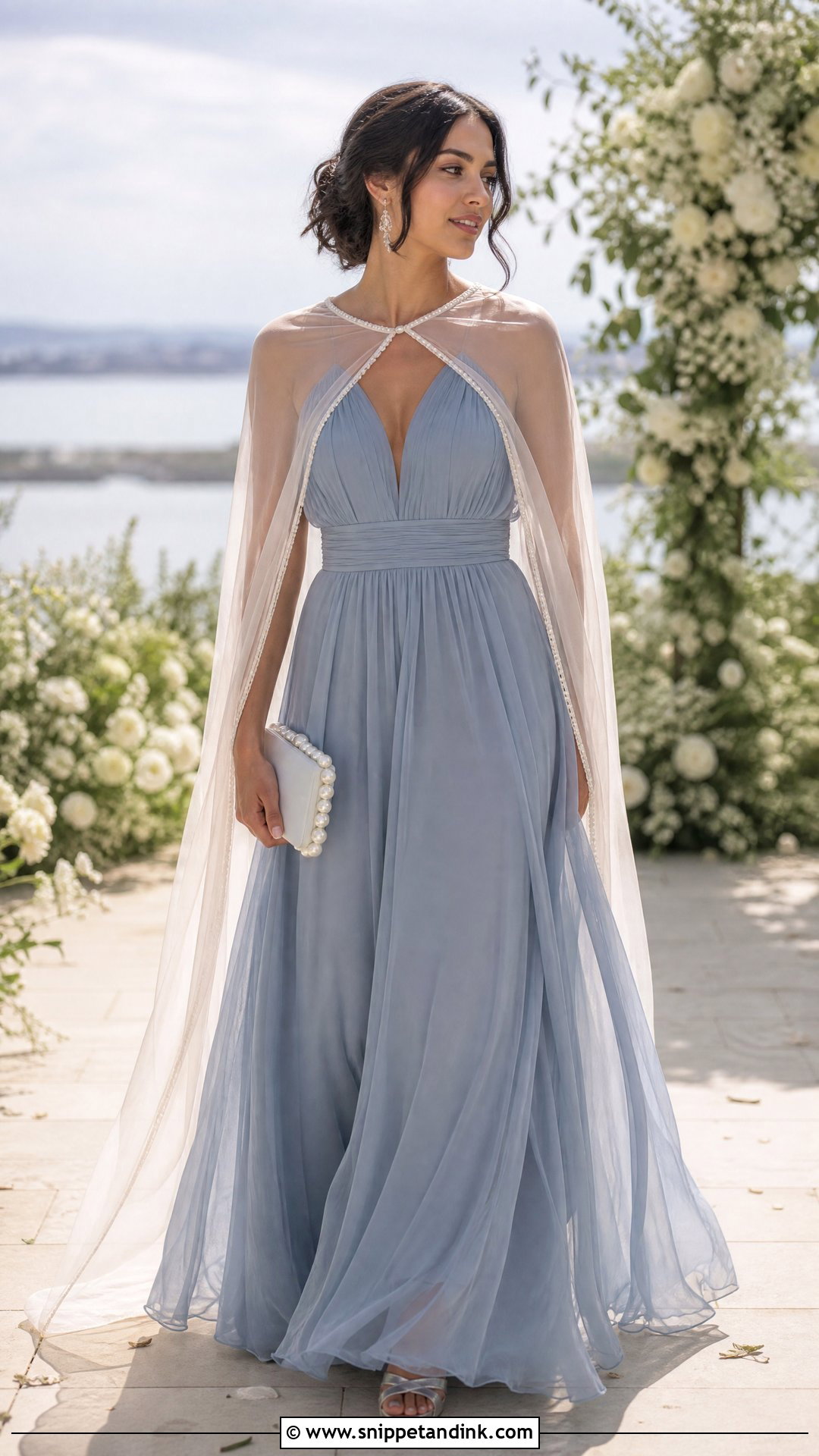 Dusty Blue Wedding Dress With Silver Sandals - Snippet and Ink - 20 Second Marriage Wedding Dresses