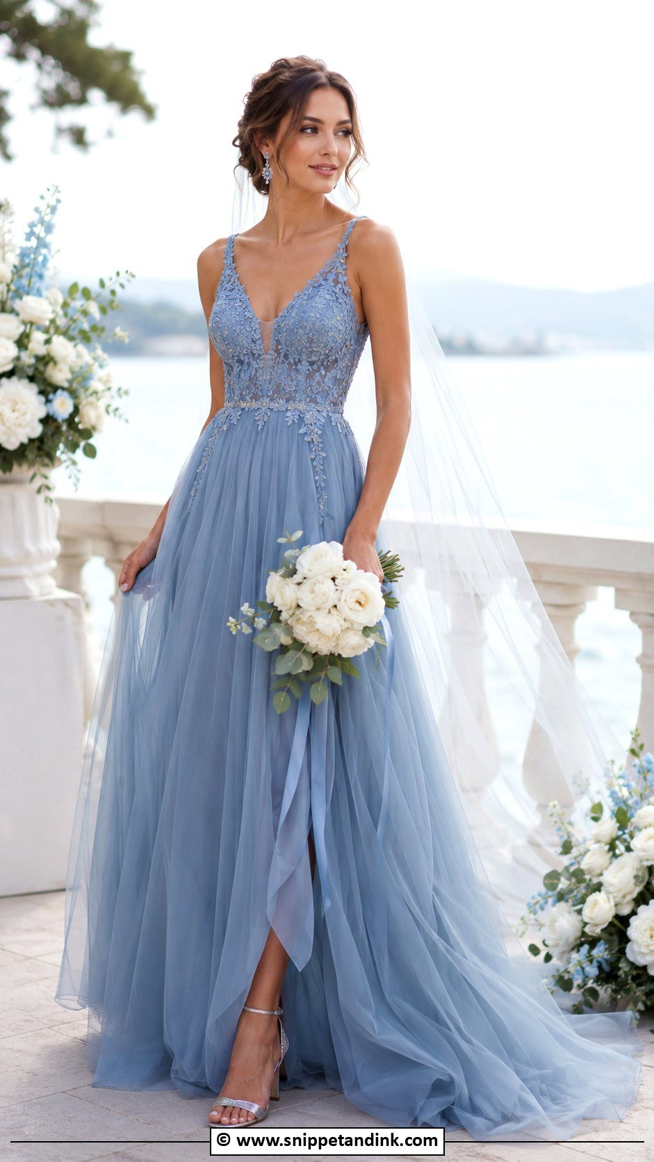 Dusty Blue Wedding Dress - Snippet and Ink - 25 Color Wedding Dress Ideas