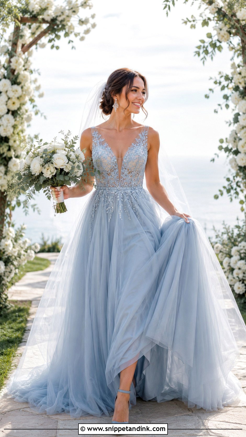 Dusty Blue Wedding Gown - Snippet and Ink - 25 Colored Wedding Gowns