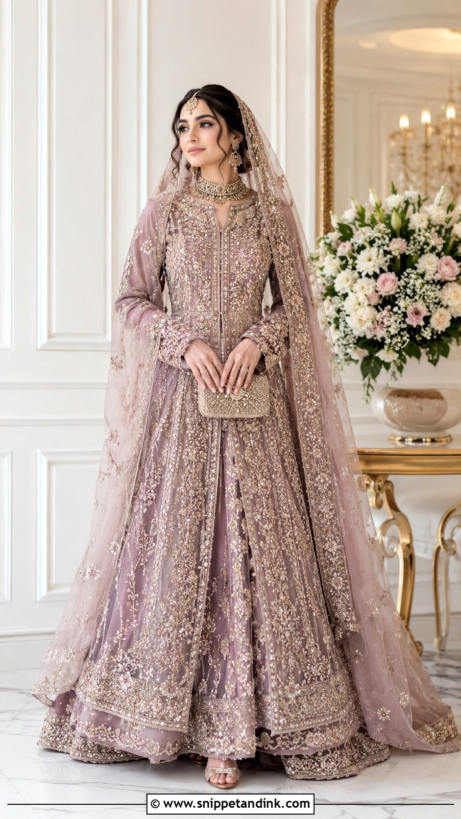 Dusty Mauve Nikah Lehenga Outfit - Snippet and Ink - 25 Nikah Outfit Muslim Pakistani Bridal Ideas