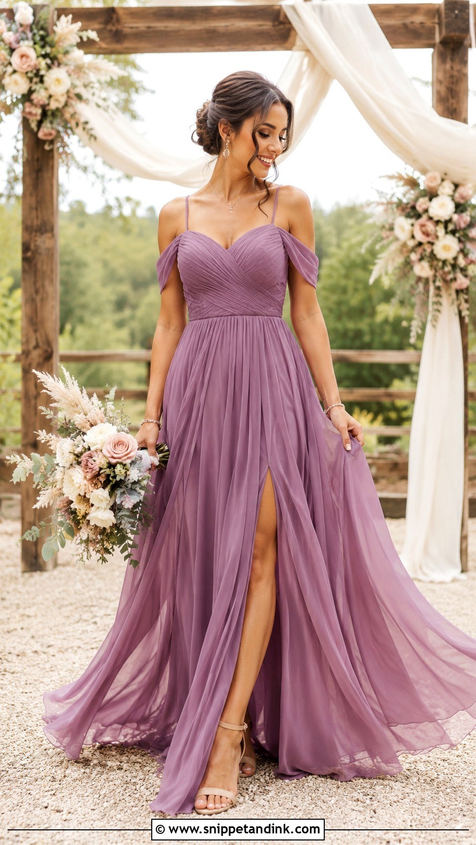 Dusty Mauve Purple Wedding Gown - Snippet and Ink - 25 Purple Wedding Gown Ideas