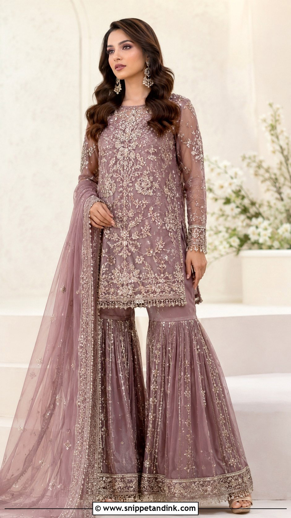 Dusty Mauve Walima Bridal Sharara - Snippet and Ink - 25 Walima Bridal Dress Pakistan Ideas