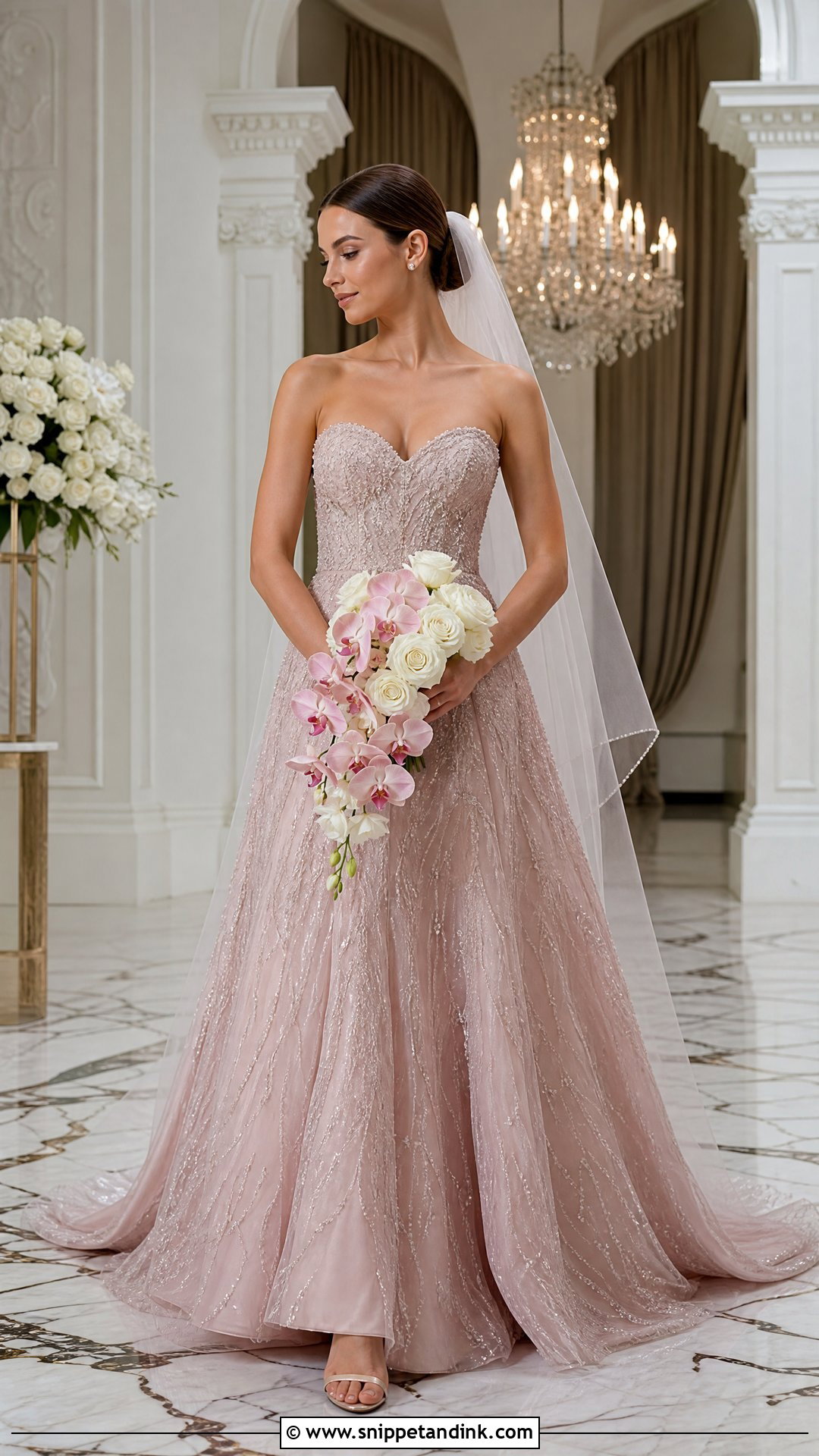 Dusty Pink Beaded Wedding Dress - Snippet and Ink - 20 Dusty Pink Wedding Dress Outfit Ideas