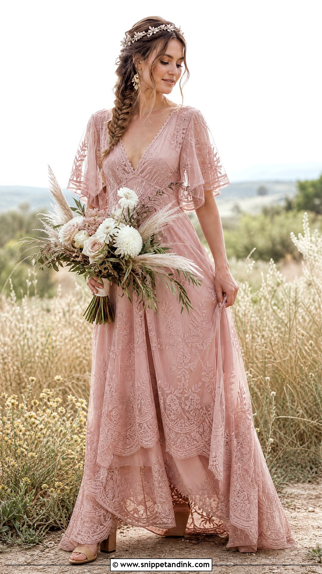 Dusty Pink Boho Wedding Dress - Snippet and Ink - 20 Dusty Pink Wedding Dress Outfit Ideas
