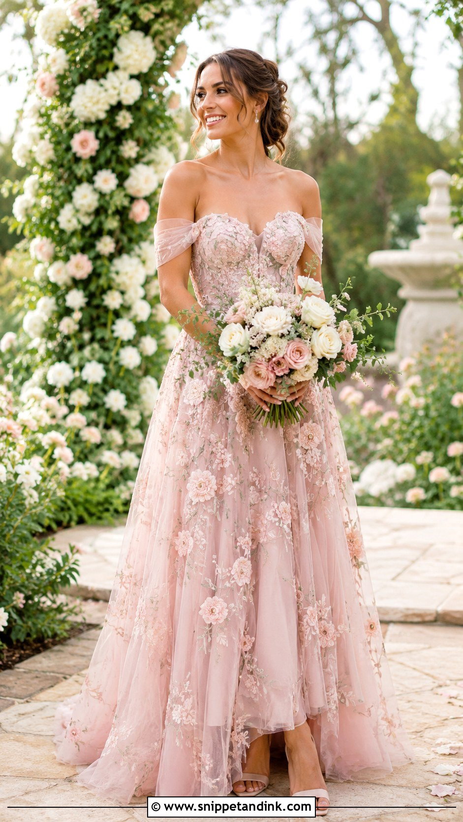 Dusty Pink Floral Wedding Dress - Snippet and Ink - 25 Dusty Pink Wedding Dress Ideas