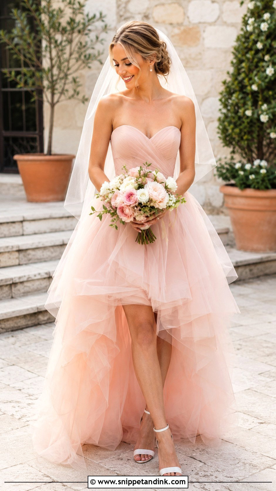 Dusty Pink High Low Wedding Dress - Snippet and Ink - 25 Dusty Pink Wedding Dress Ideas