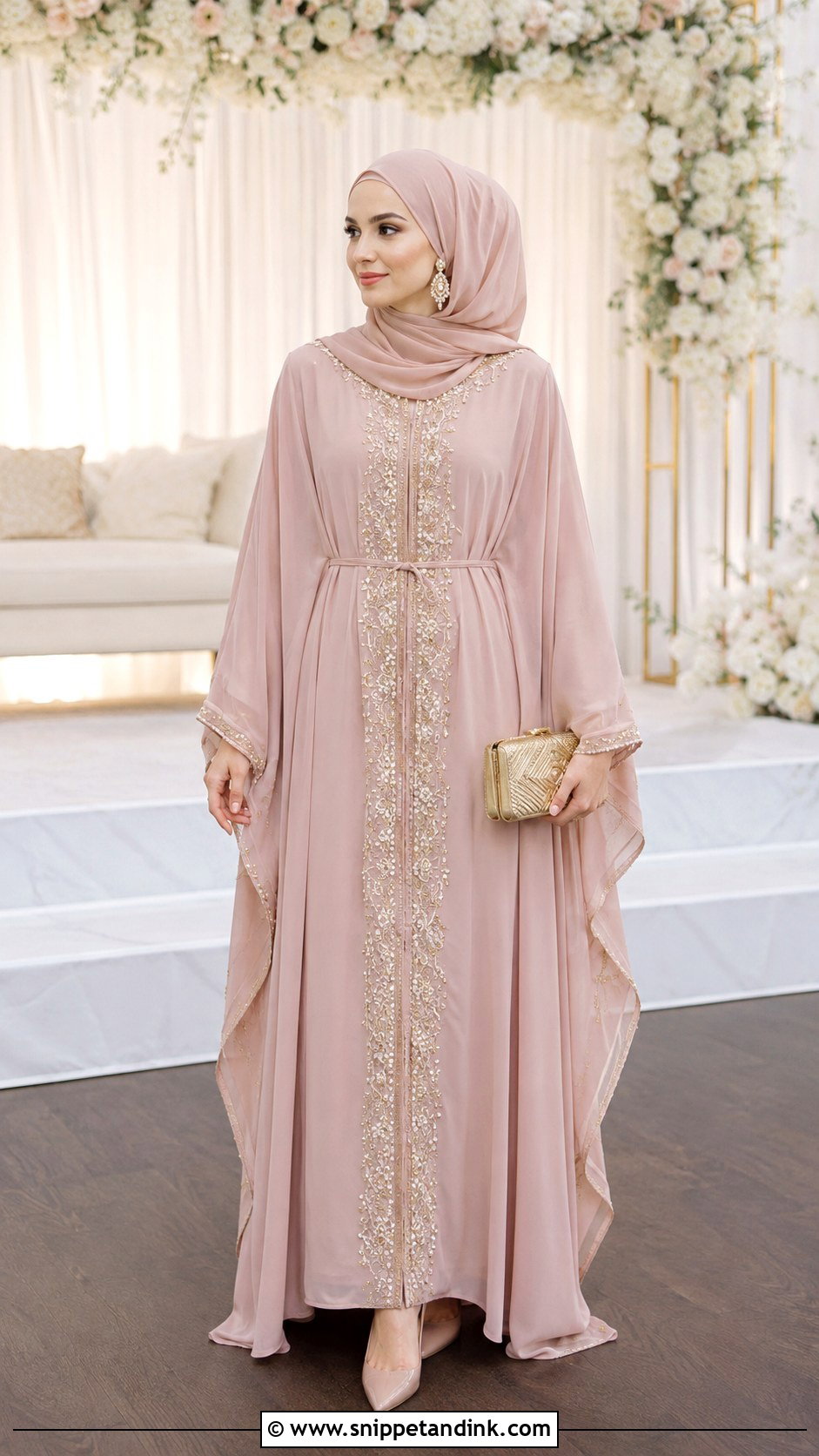 Dusty Pink Kaftan Nikkah Dress - Snippet and Ink - 20 Dresses for Nikkah