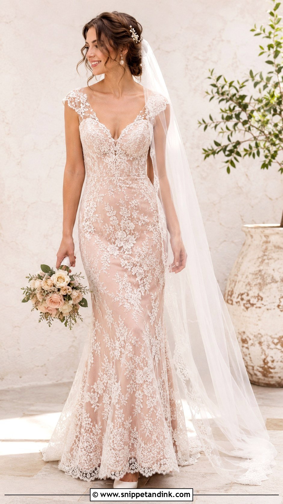 Dusty Pink Lace Wedding Dress - Snippet and Ink - 25 Dusty Pink Wedding Dress Ideas