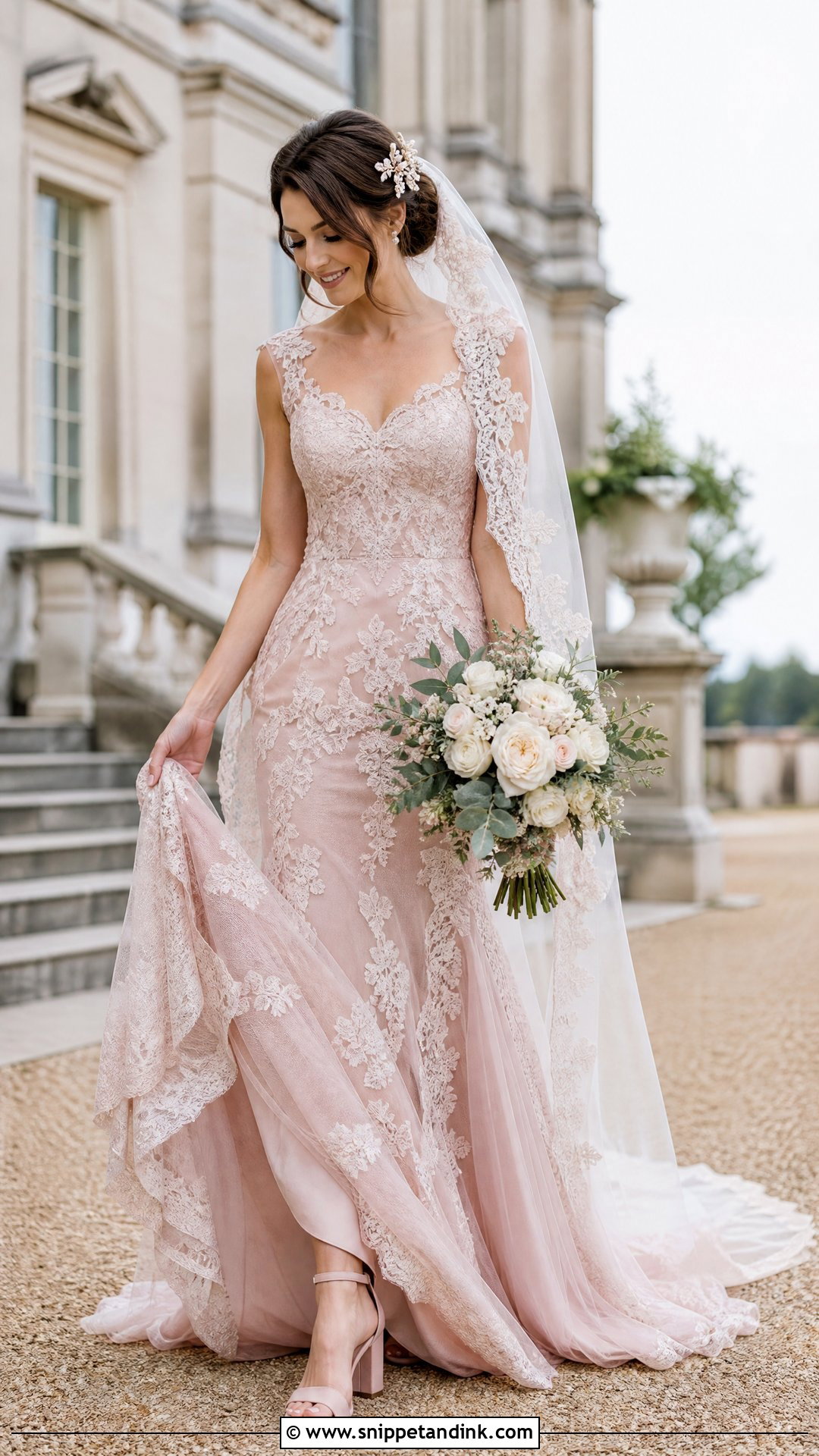 Dusty Pink Lace Wedding Dress - Snippet and Ink - 20 Dusty Pink Wedding Dress Outfit Ideas