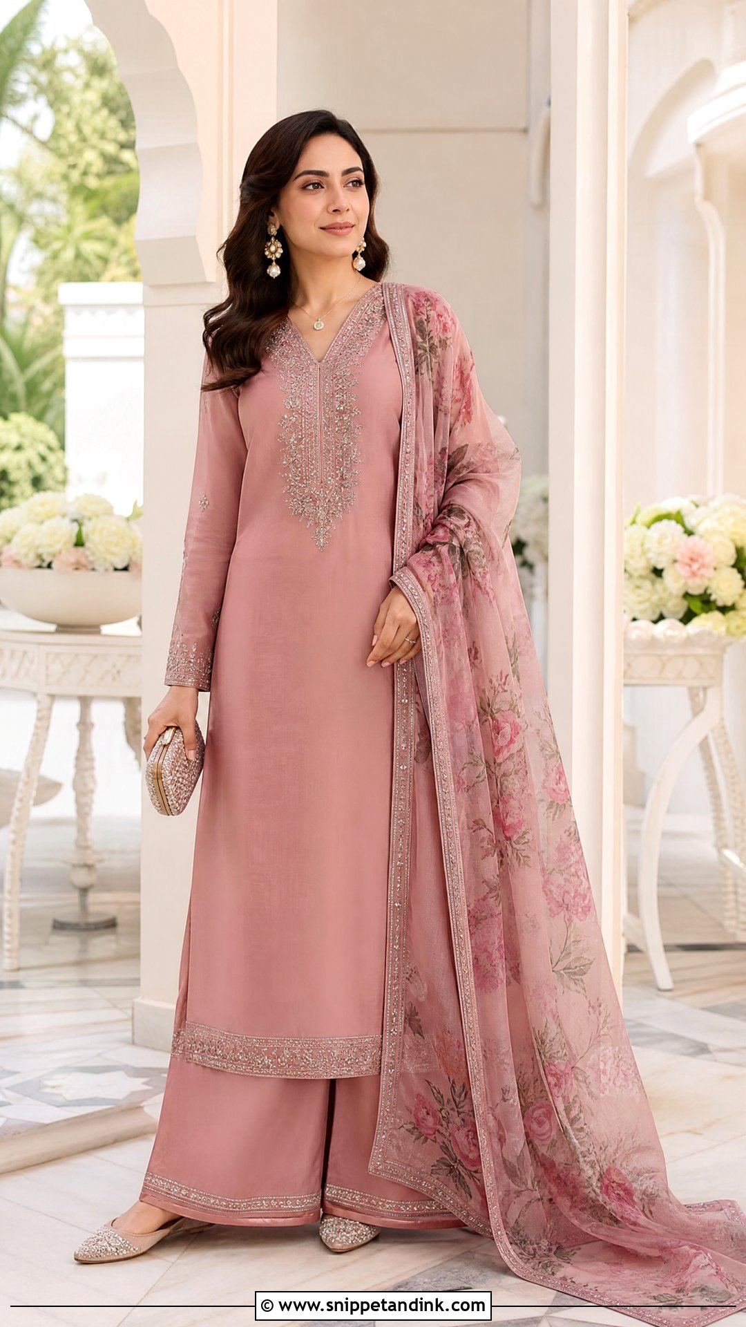 Dusty Pink Mehendi Palazzo Suit - Snippet and Ink - 20 Pink Mehendi Outfit Ideas