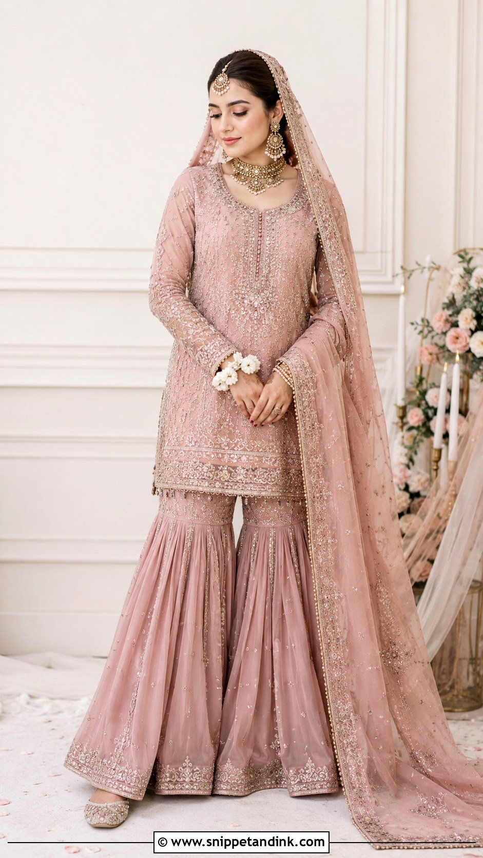 Dusty Pink Nikah Gharara Outfit - Snippet and Ink - 25 Nikha Outfits for Bride