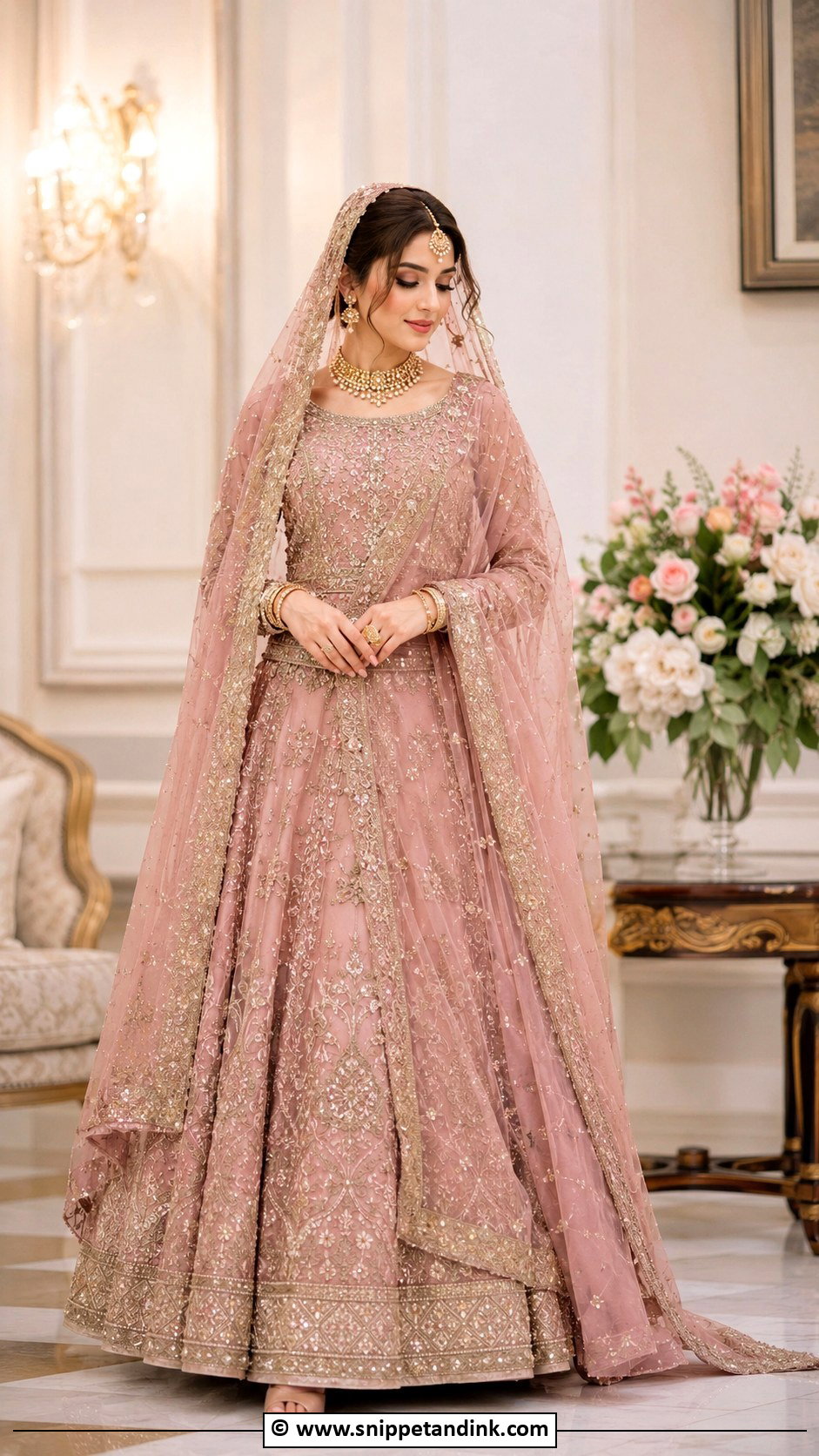 Dusty Pink Nikkah Lehenga Outfit - Snippet and Ink - 35 Nikkah Dress Ideas
