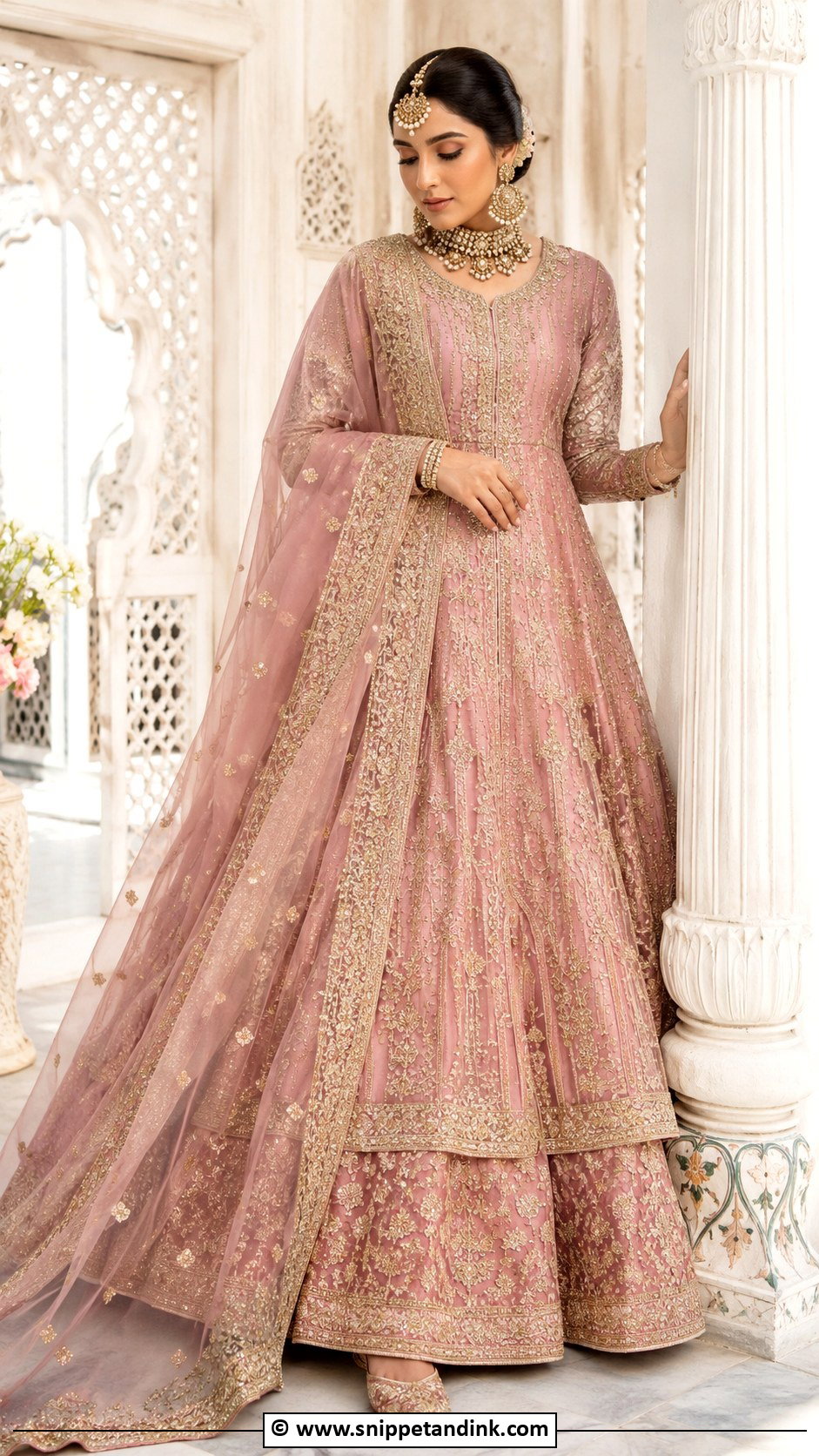 Dusty Pink Pakistani Bridal Pishwas - Snippet and Ink - 30 Pink Pakistani Bridal Dress Ideas