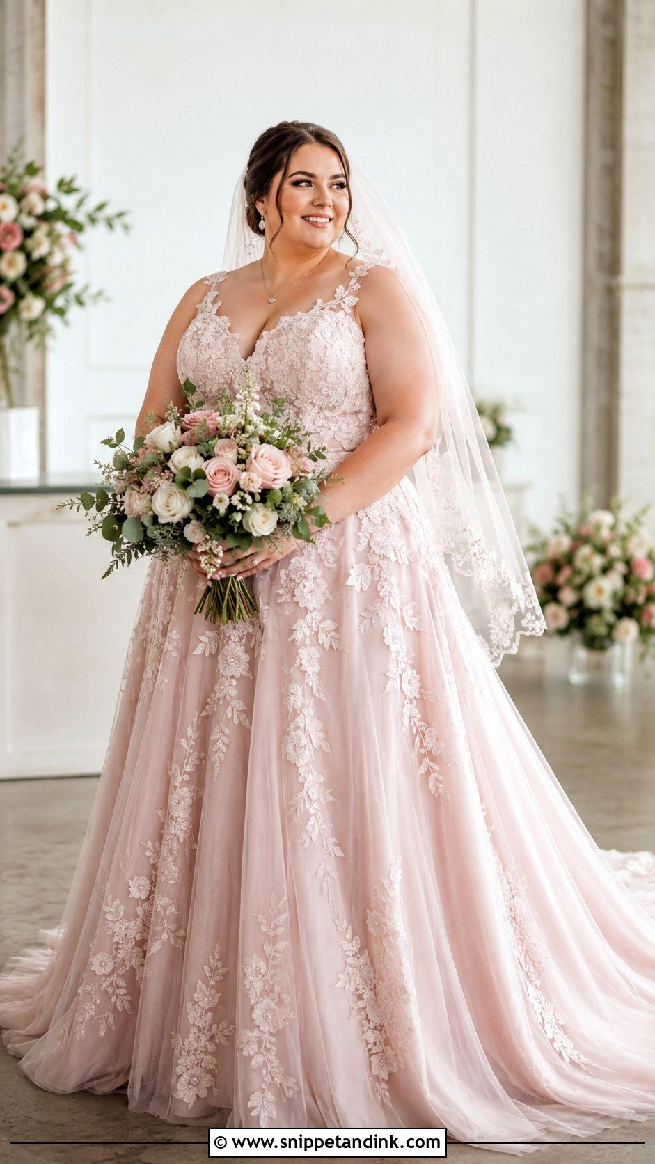 Dusty Pink Plus Size Wedding Dress - Snippet and Ink - 25 Dusty Pink Wedding Dress Ideas